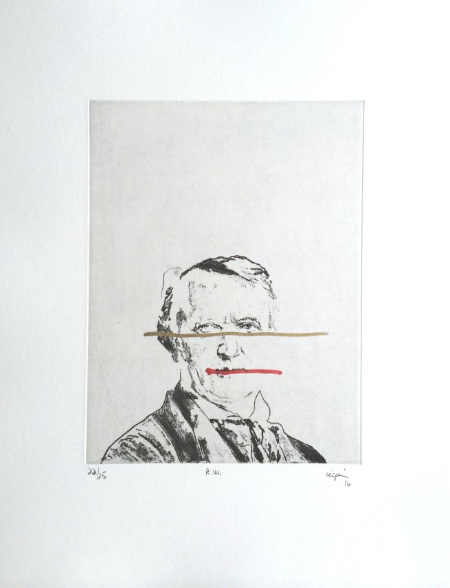   R.W. (Richard Wagner) , 2016. Eau-forte rehaussée à l'acrylique et graphite. Édition de 25.&nbsp; 