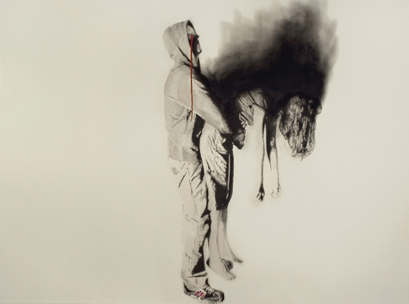   Bride Burning , 2011. Huile et fusain. 80 x 108 cm. 