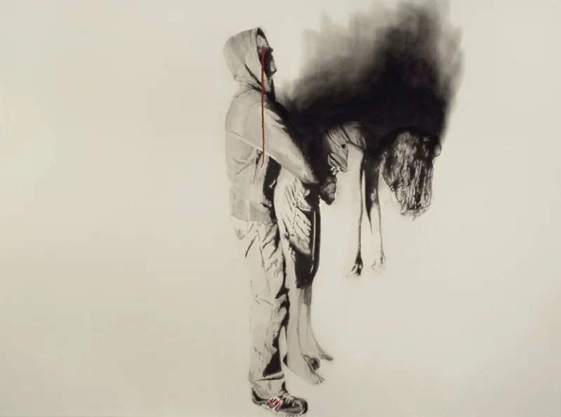 Bride Burning , 2011. Huile et fusain. 80 x 108 cm.