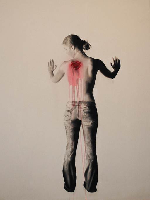   Branded Woman With Love , 2011. Huile et fusain. 84 x 60 pouces.  