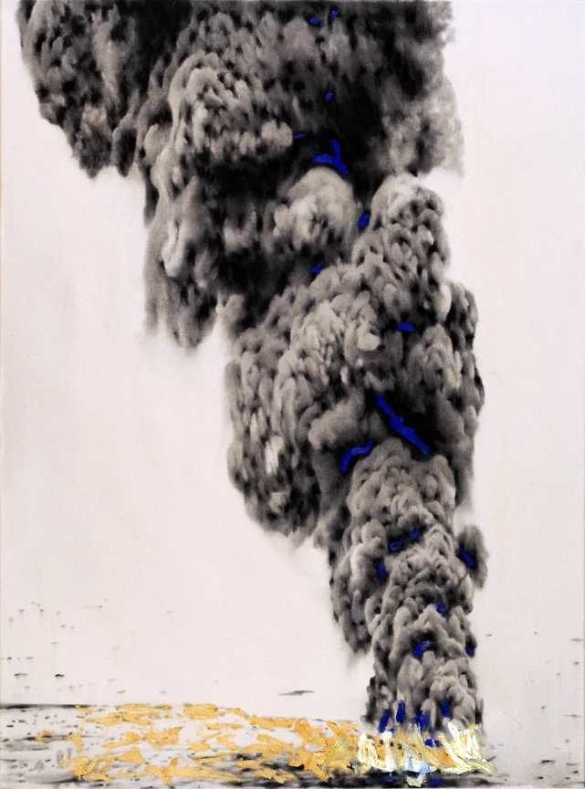 Biutiful Sea Fire , 2012. Huile et fusain sur toile.