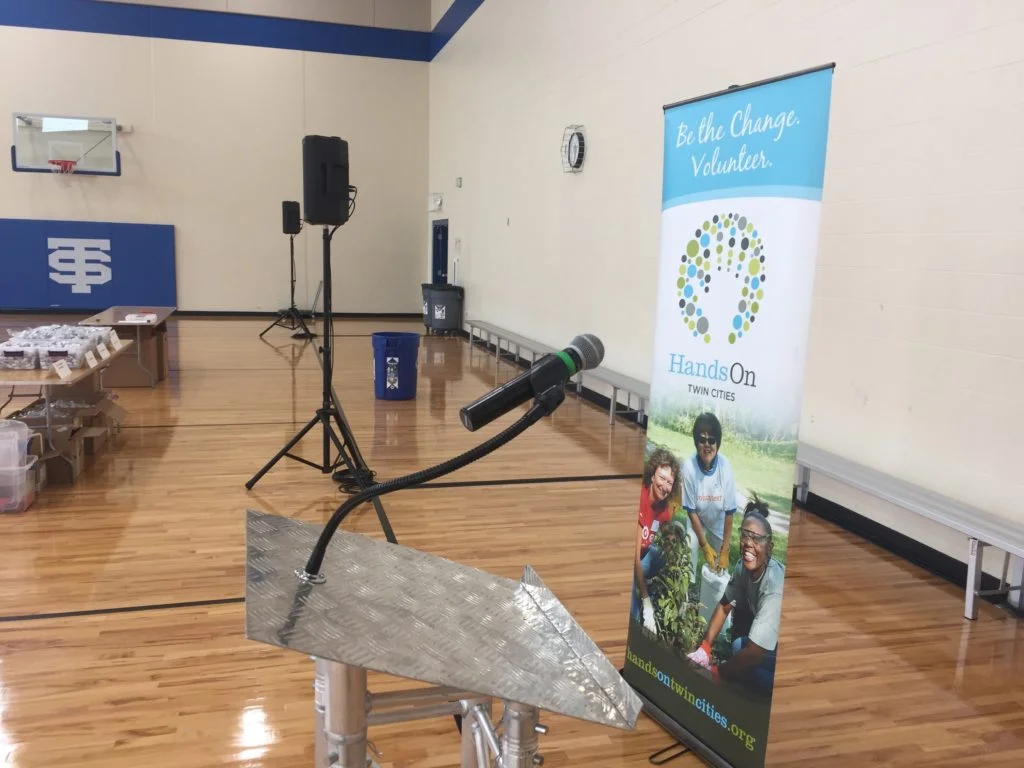 Microphones and Speakers in the St. Thomas Academy Gymnasium