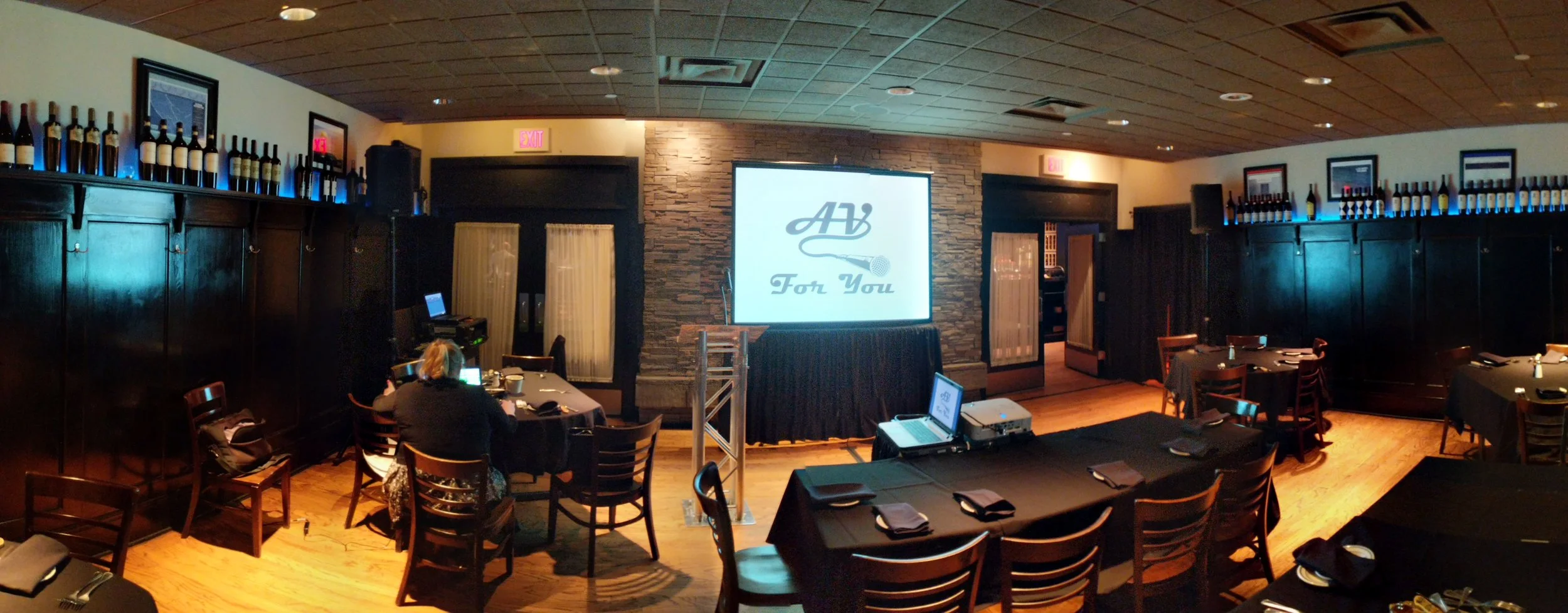 Picture of AV for You's set up at Pittsburgh Blue in Maple Grove, MN