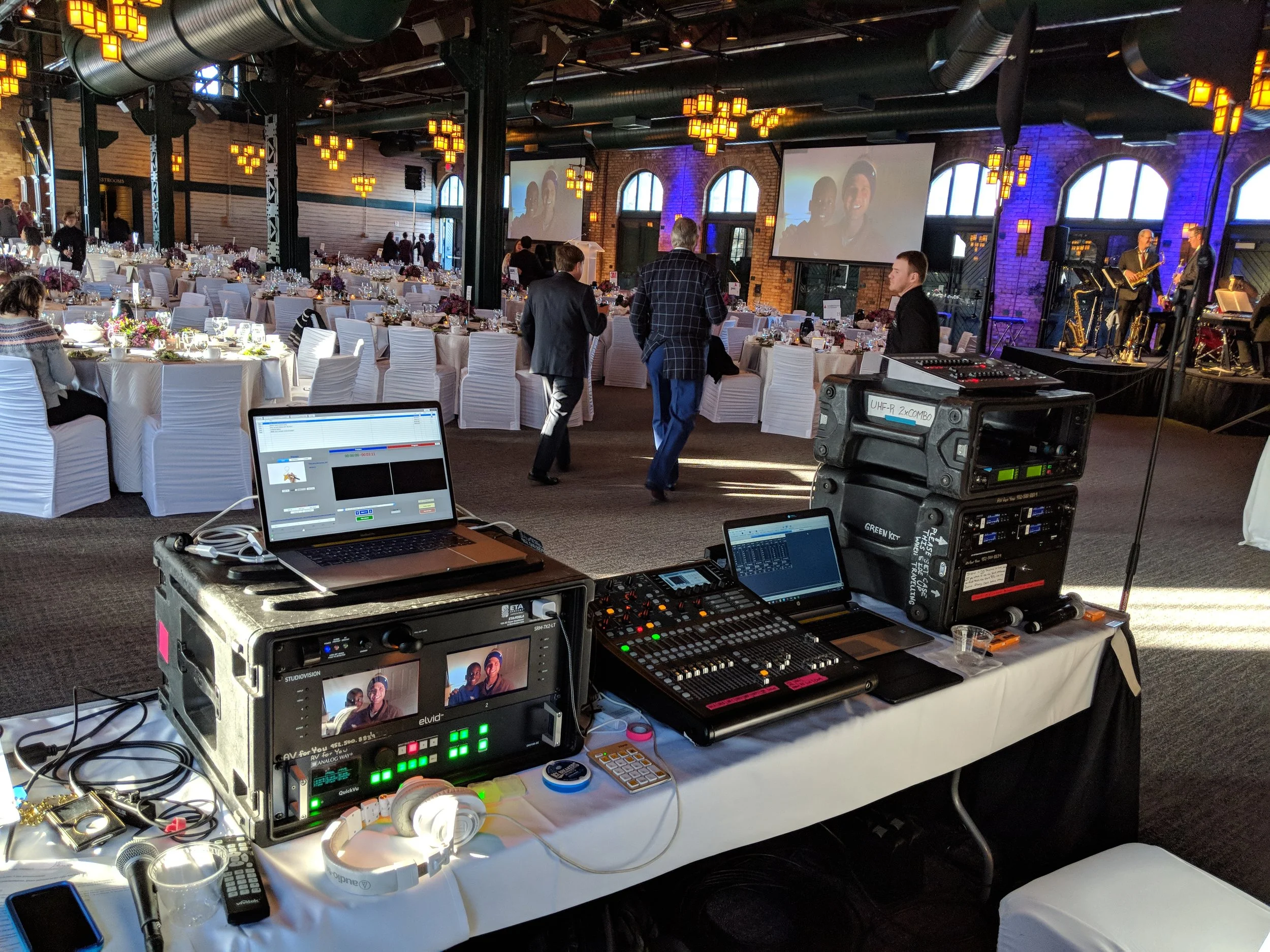 Picture of AV for You rental equipment at the Nicollet Island Pavilion in Minneapolis