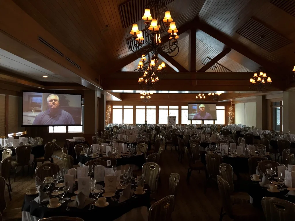 Picture of two AV for You 8' tripod screens out for rent
