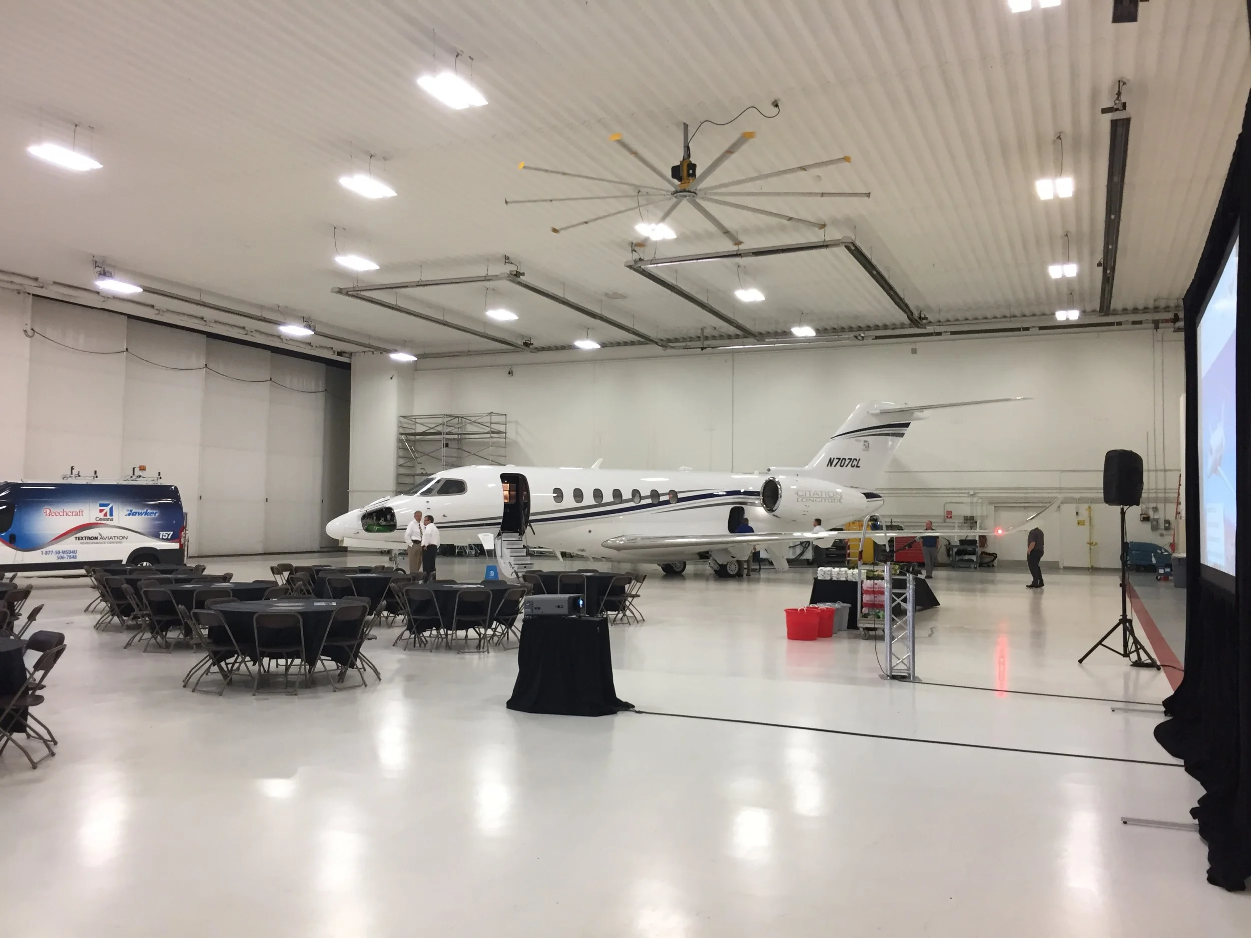 Audio and Video Rental at an Aircraft Hangar