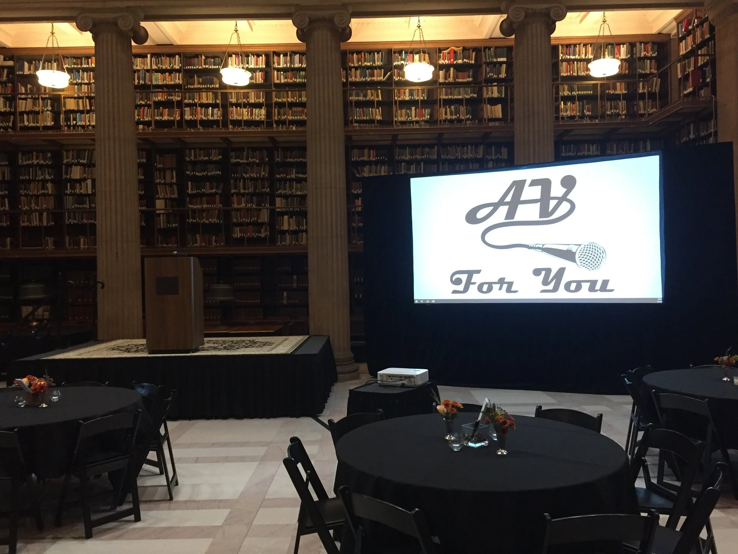 Audio Visual Rental for Cocktails for Coverage Event at JJ Hill Center