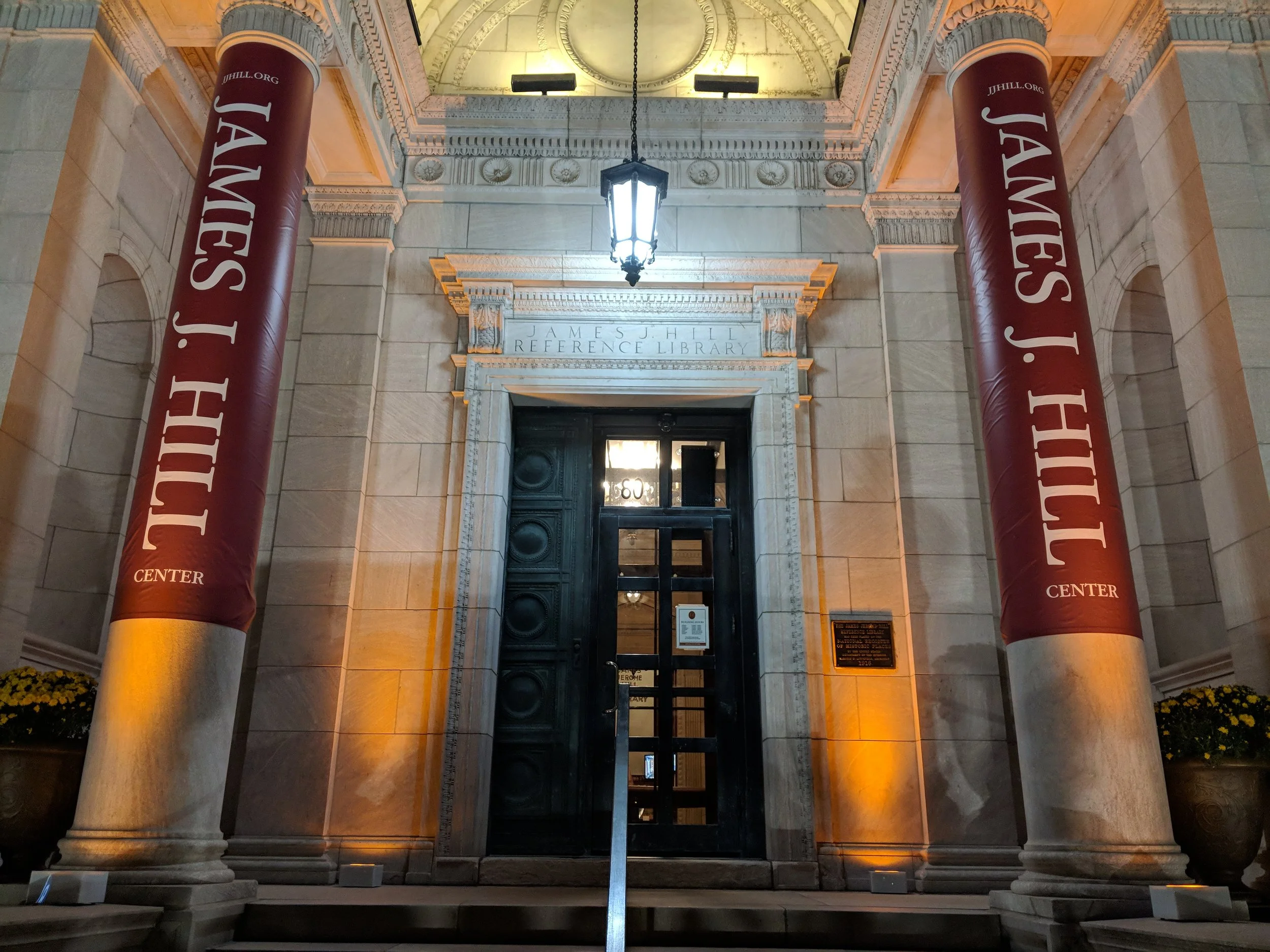 Picture of AV for You uplighting rental equipment at the James J Hill Center in St Paul