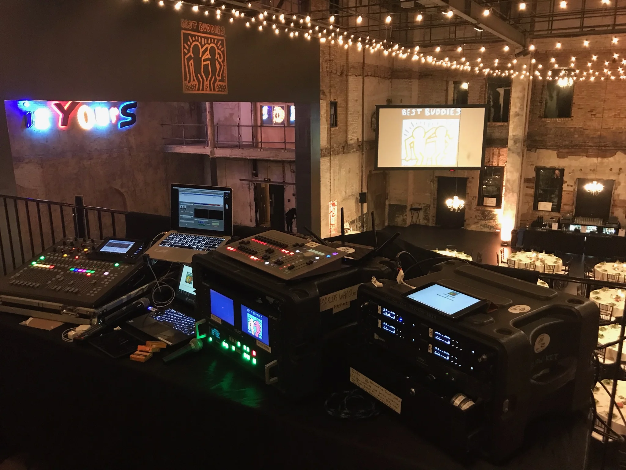 Picture of rental equipment from AV for You tech table at Aria in Minneapolis