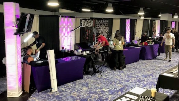 Picture of AV for You rental equipment at the Mpls Tattoo Arts Convention in the Hyatt Regency
