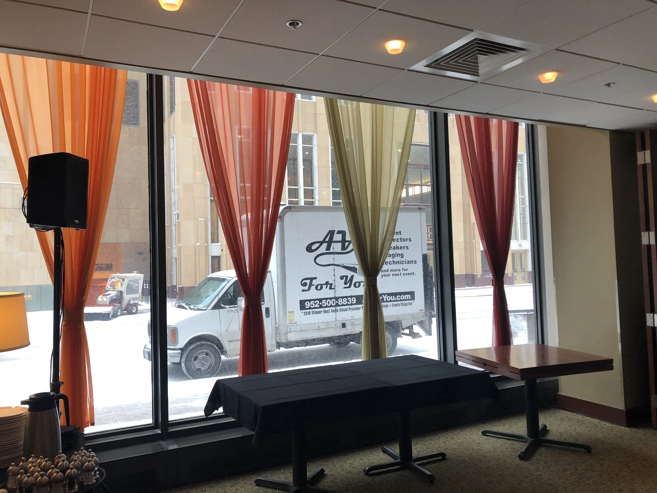 Speaker and Microphone Rental at Mission American Kitchen &amp; Bar