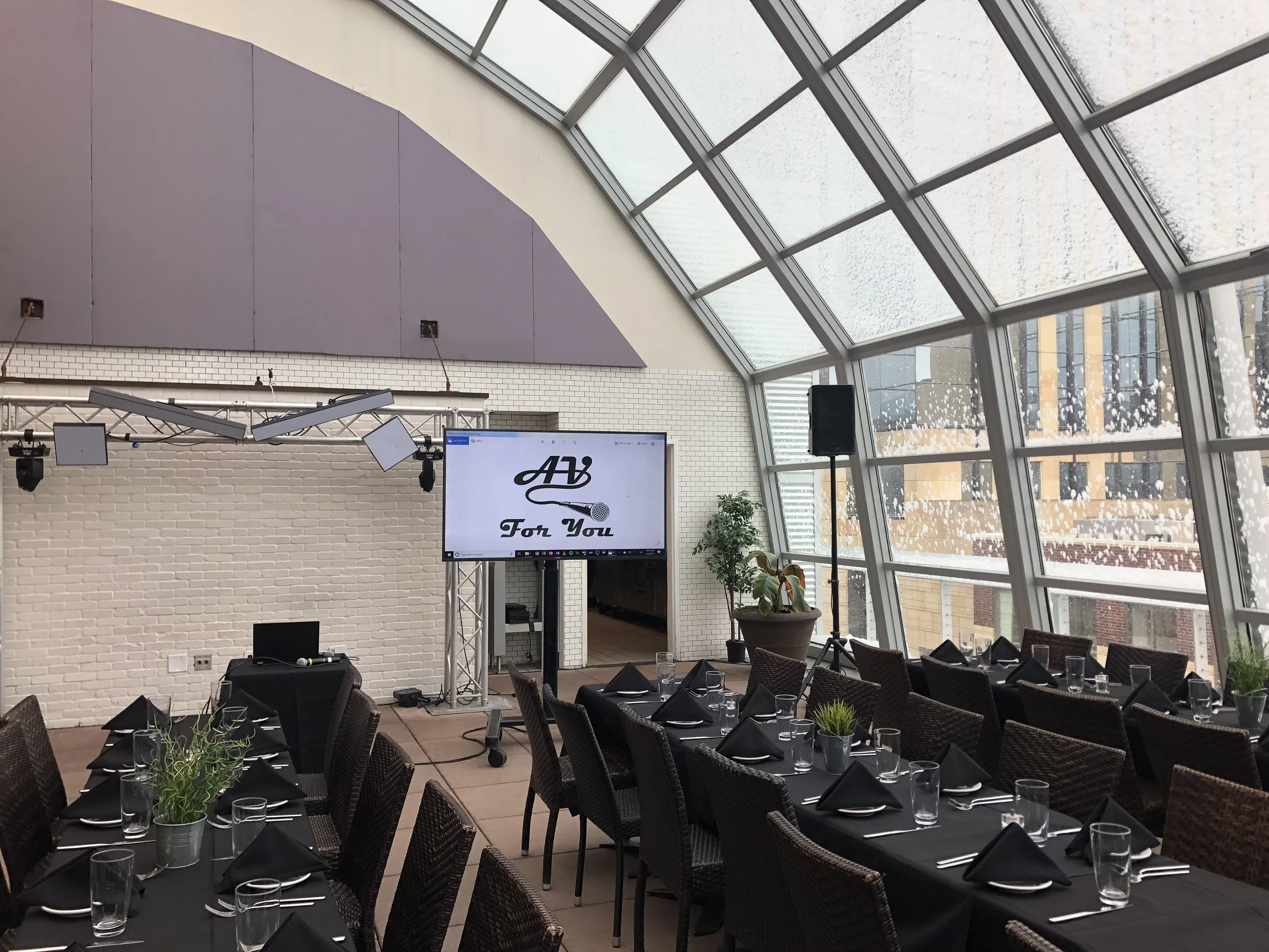 Audio and Video Rental for Rooftop Event at Union Restaurant in Minneapolis