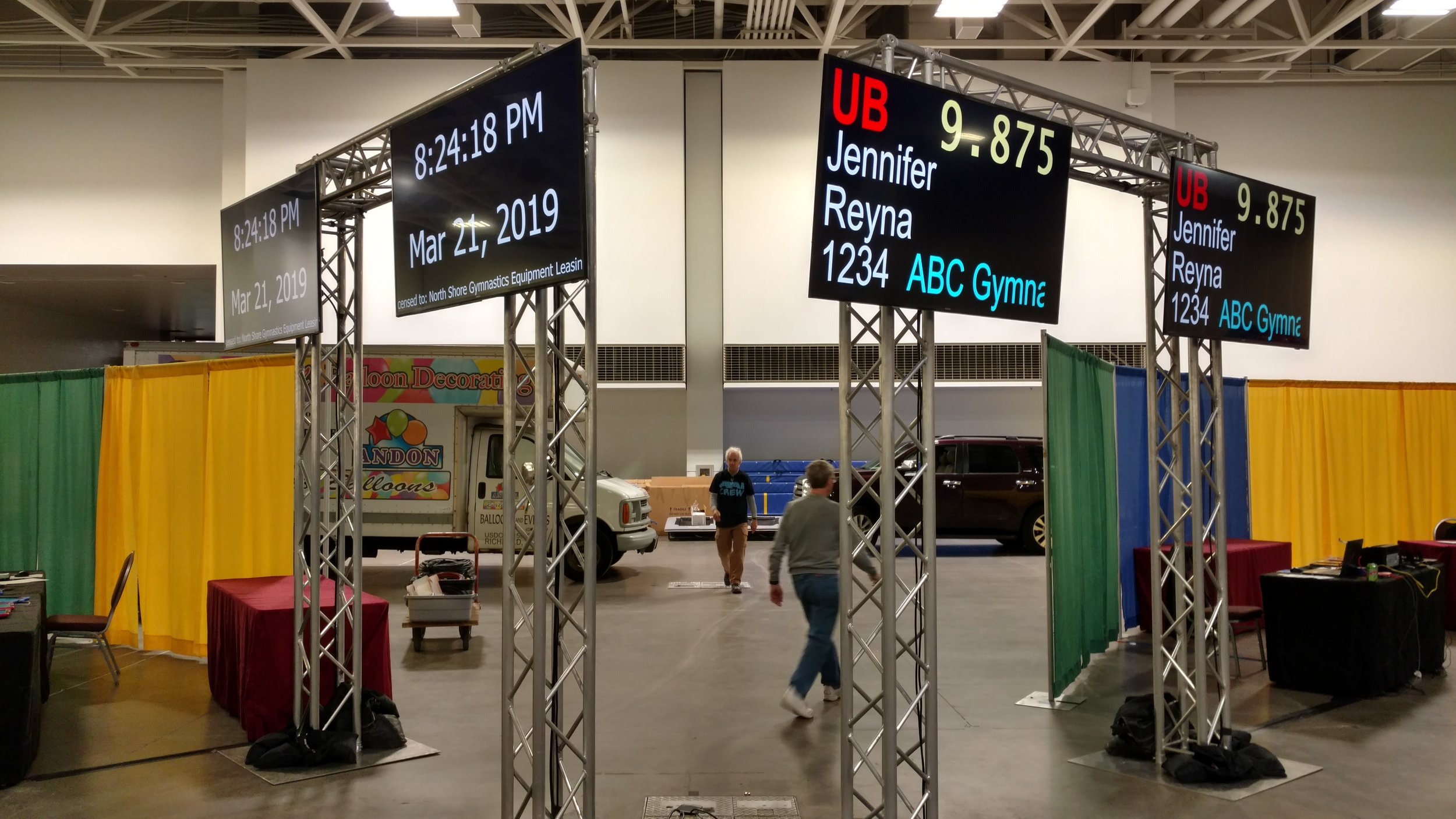 Monitors for Gymnastics Event at Minneapolis Convention Center