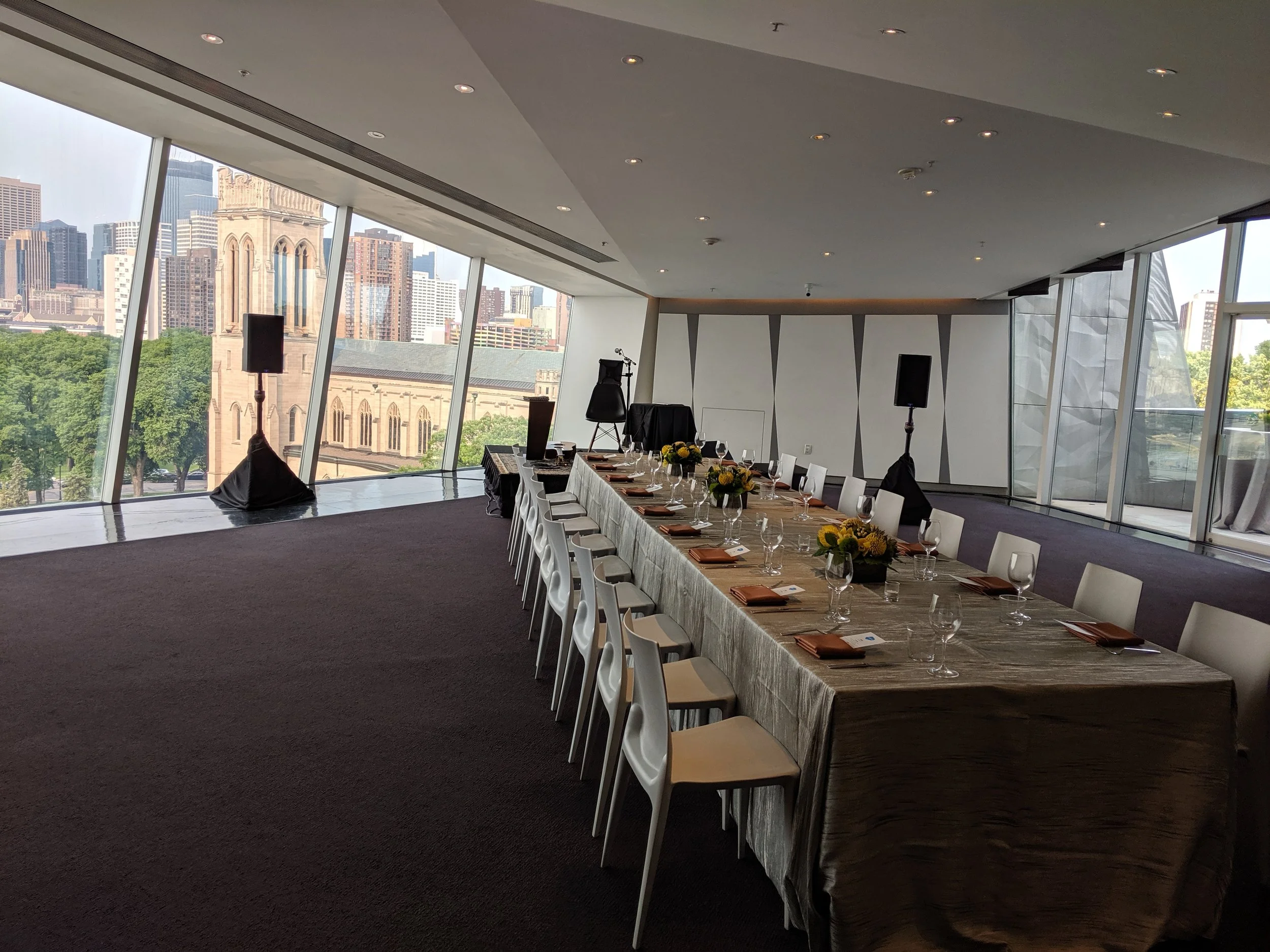 Picture of AV for You Rental Equipment for a SalesForce Dinner at the Walker Art Center