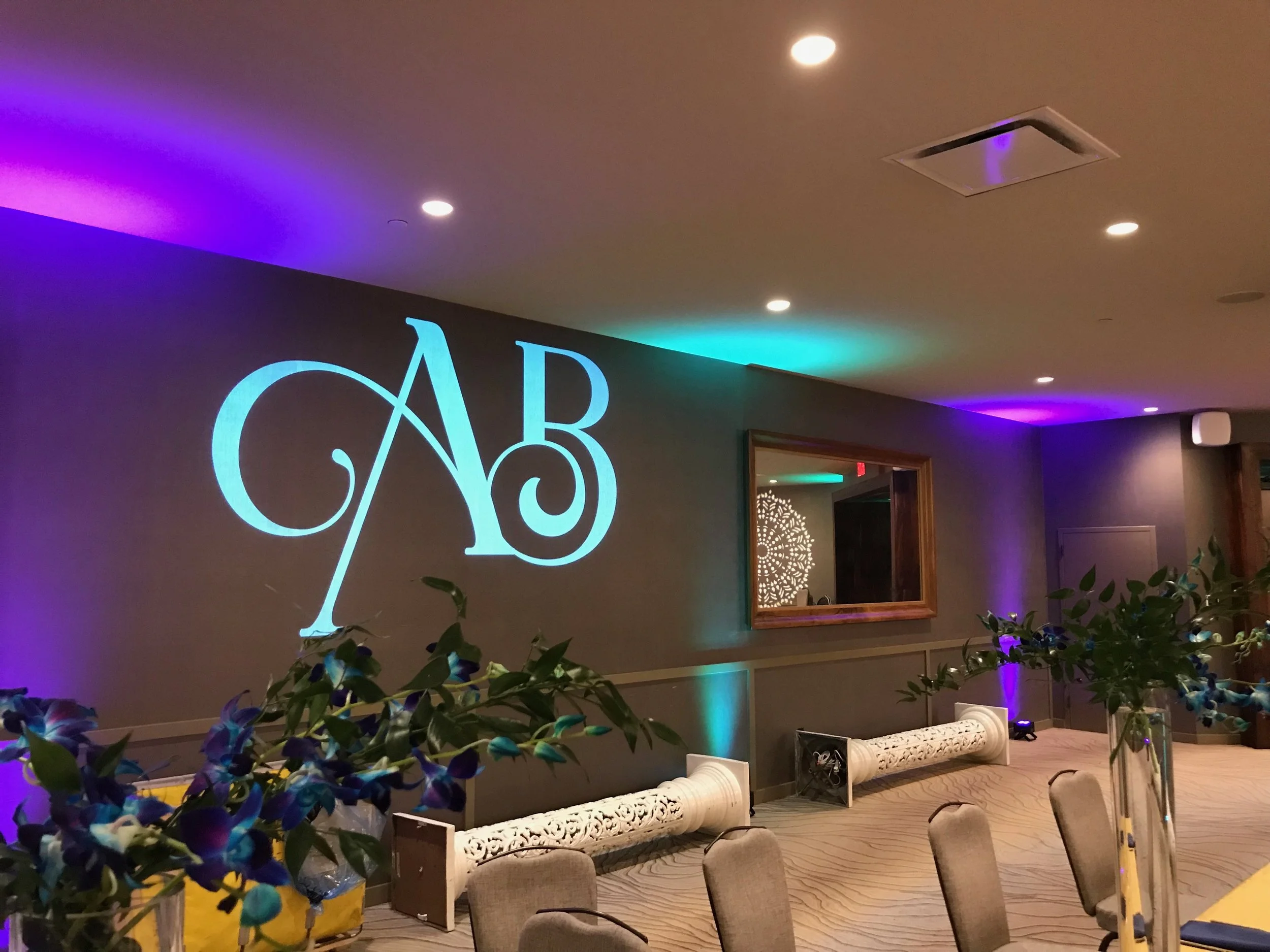 Gobo and Uplighting Setup for a Wedding at the Hyatt