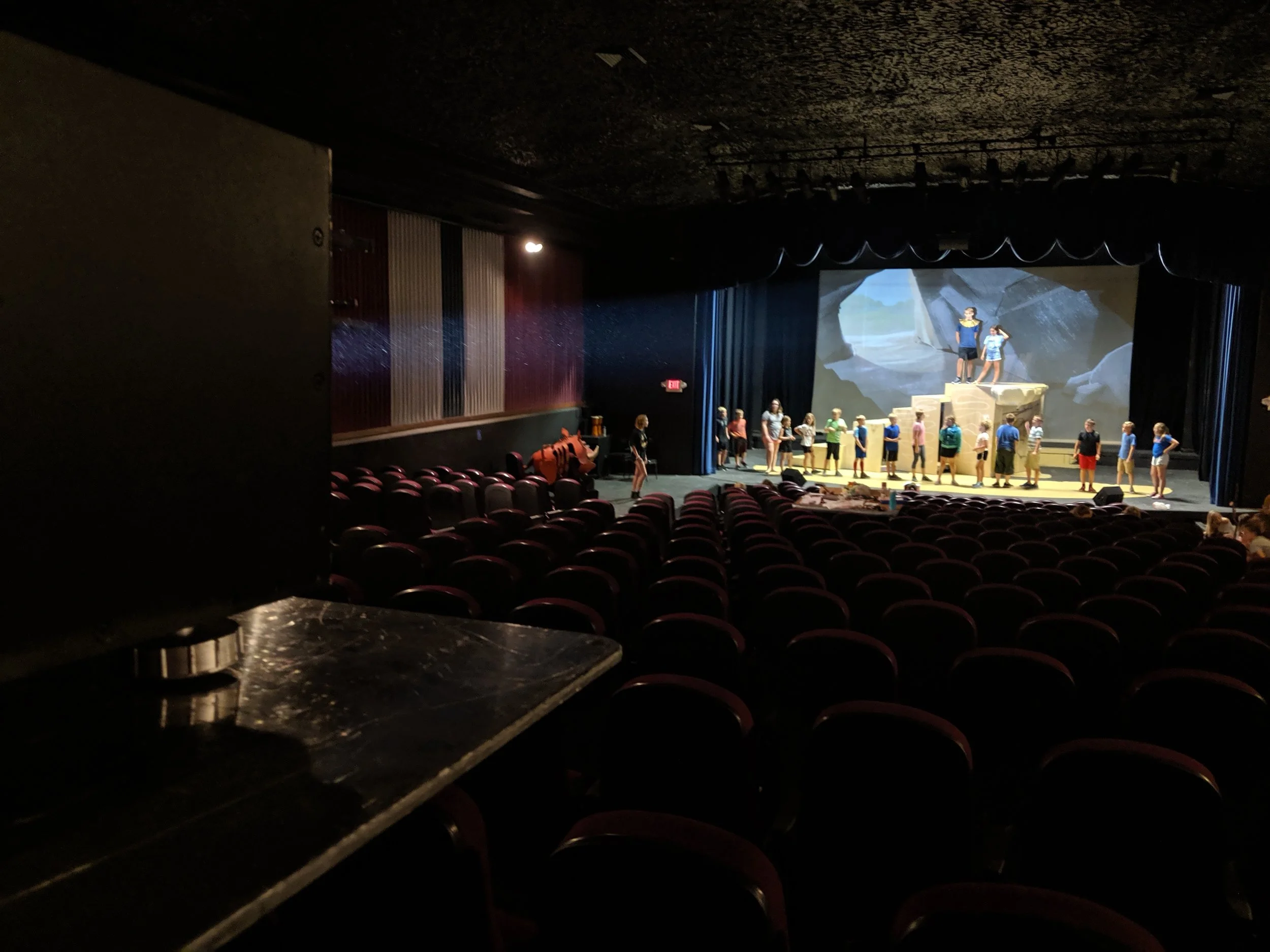 Video Backdrop Set Up for Play at Andria Theater