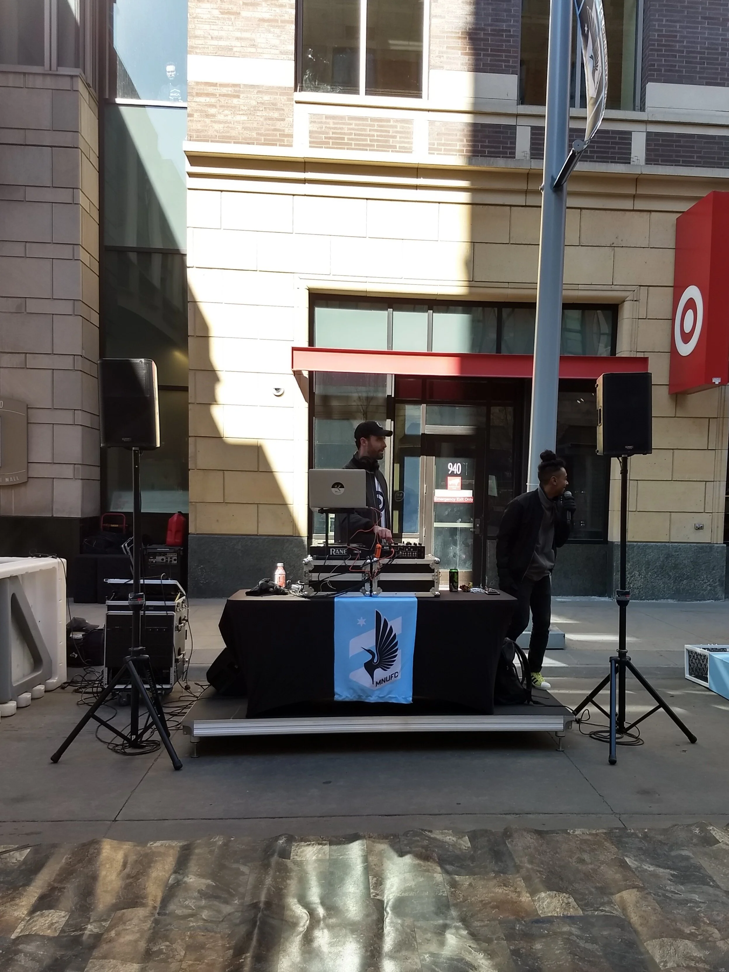 DJ Speaker Rental for MNUFC Home Opener Event at Nicollet Mall 