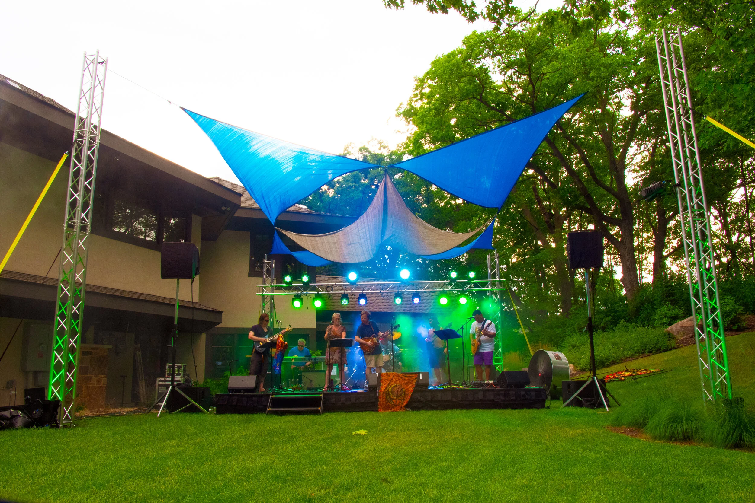 Sound, Lights and Stage for Backyard Concert Rental