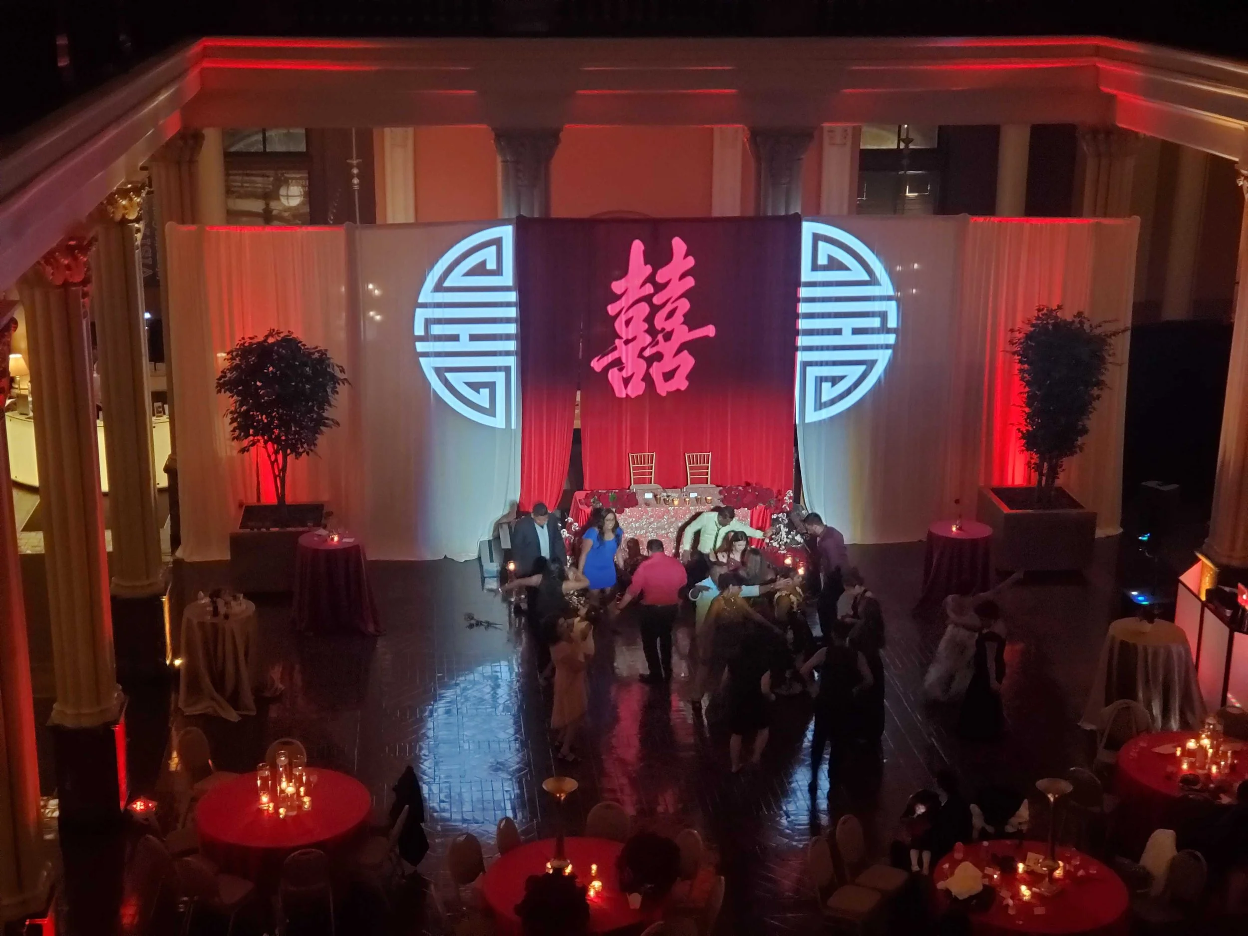 Projection Gobo and Lighting for Wedding Reception at the Landmark Center in St Paul