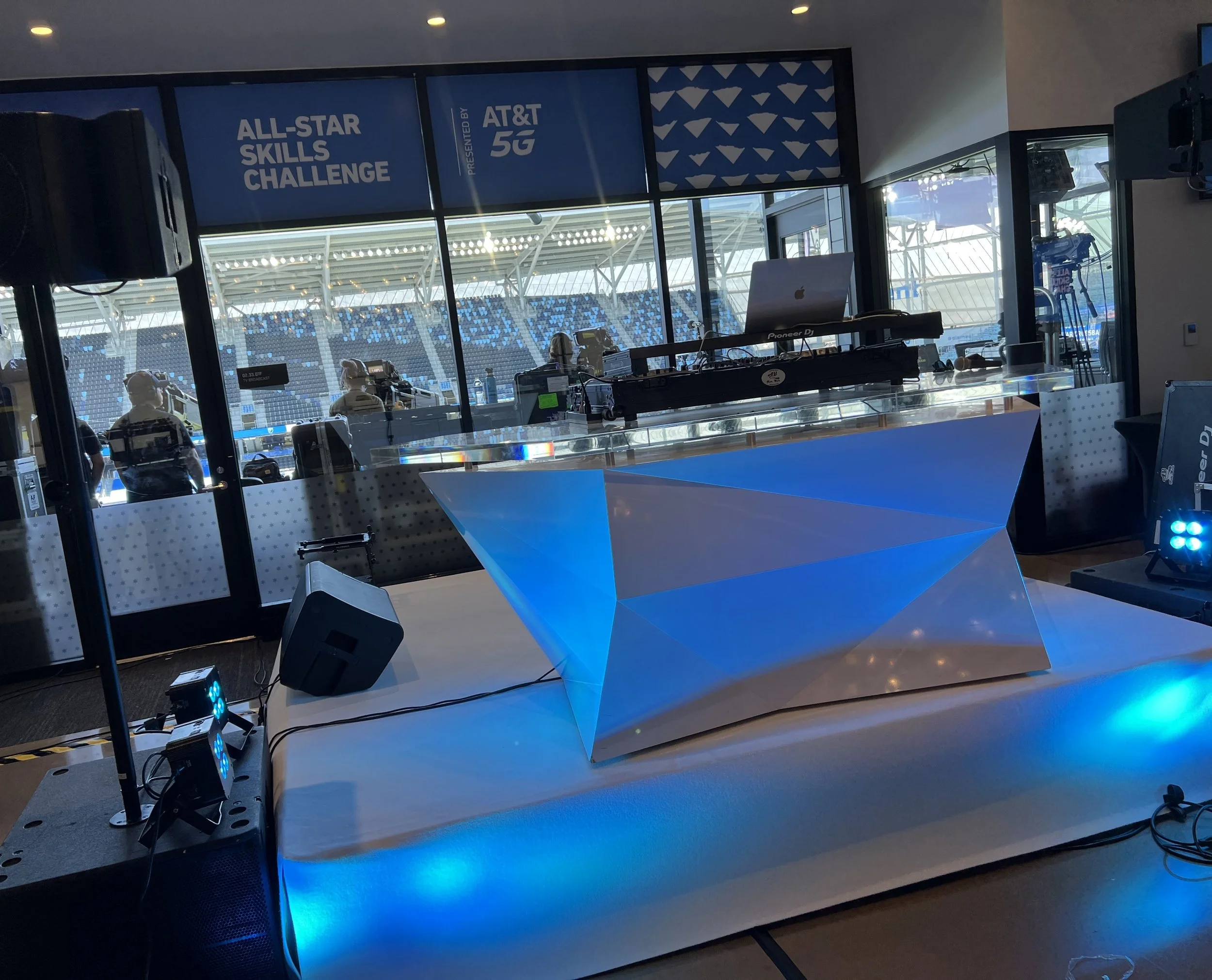 DJ Booth Rental Equipment Setup at MLS All Star Week Skills Challenge at Allianz Field 