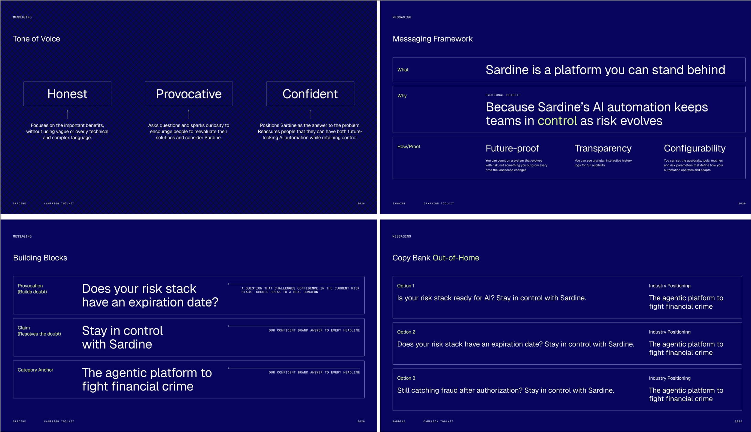  A templated messaging framework rooted in strategy equips Sardine to extend the campaign 