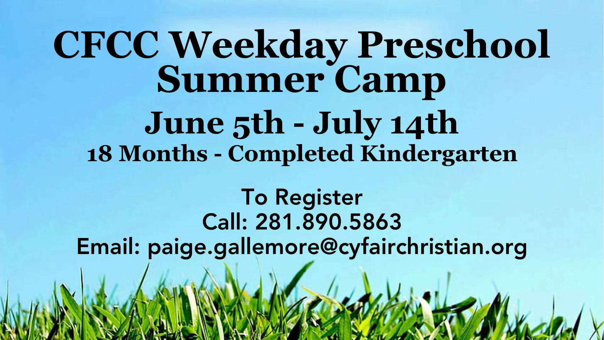 CFCC Weekday Preschool Summer Camp