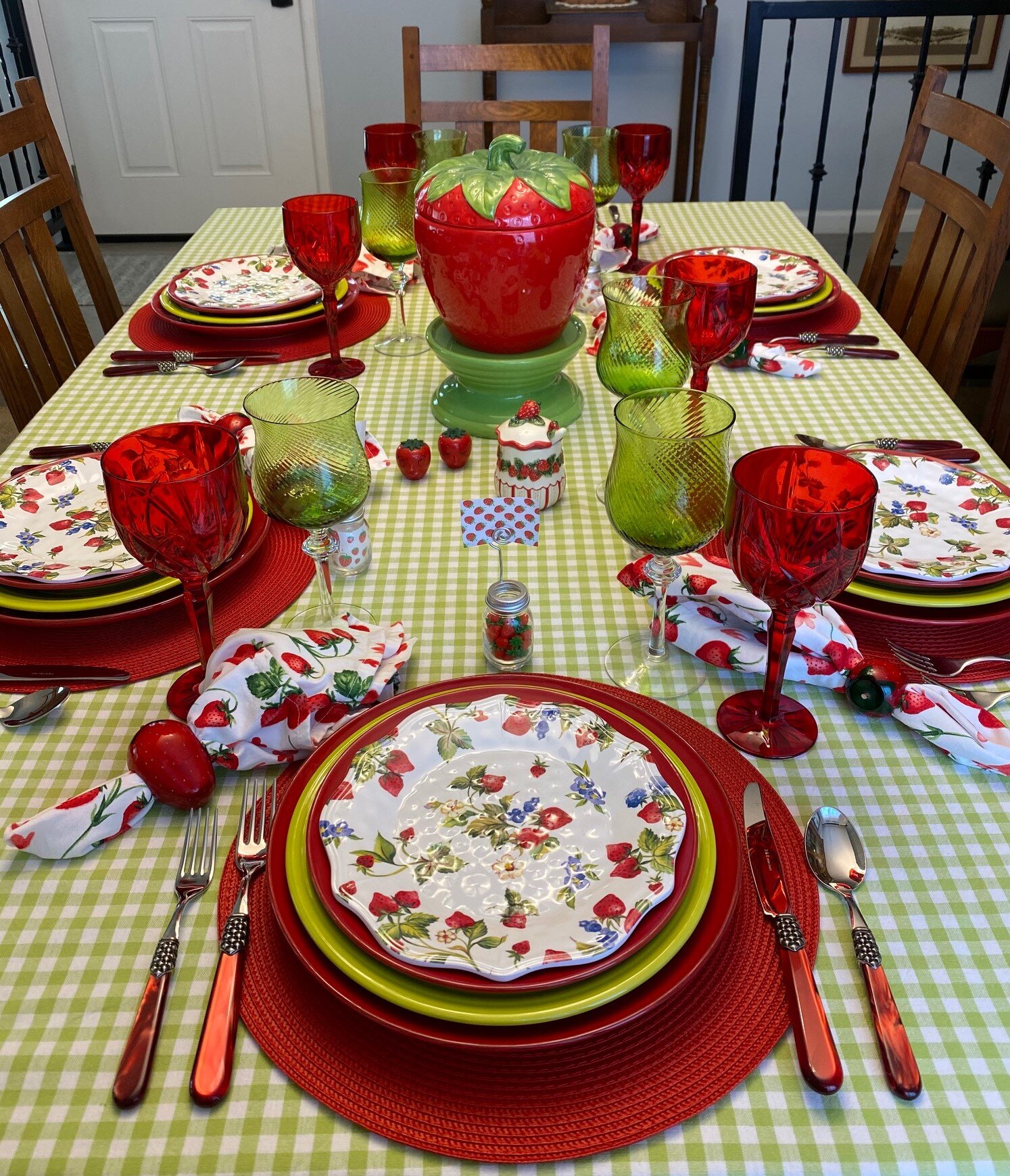Green Gingham and Strawberries, a Tablescape for Summertime — Whispers of  the Heart