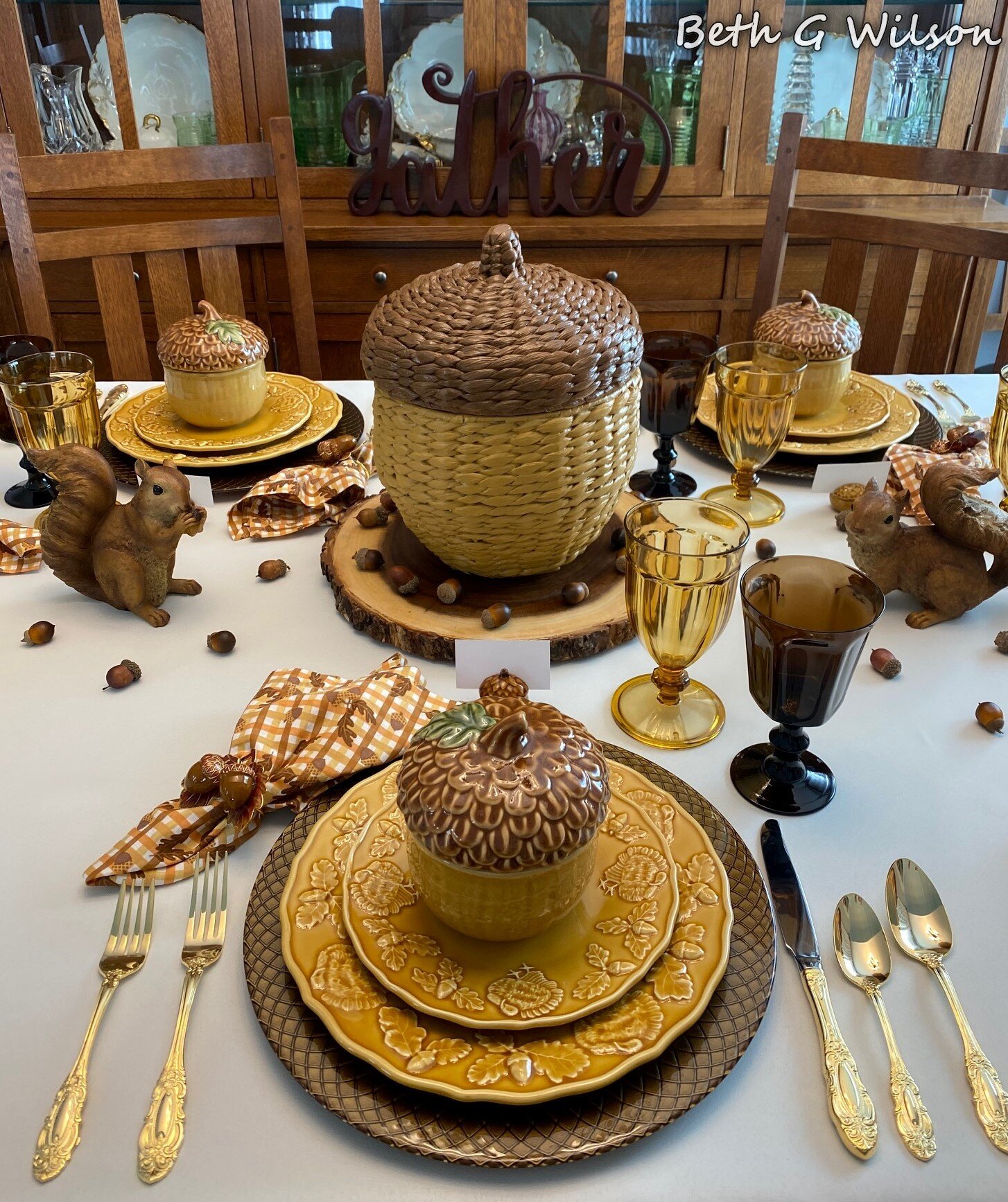 An Acorn Tablescape, featured at Funtastic Friday!