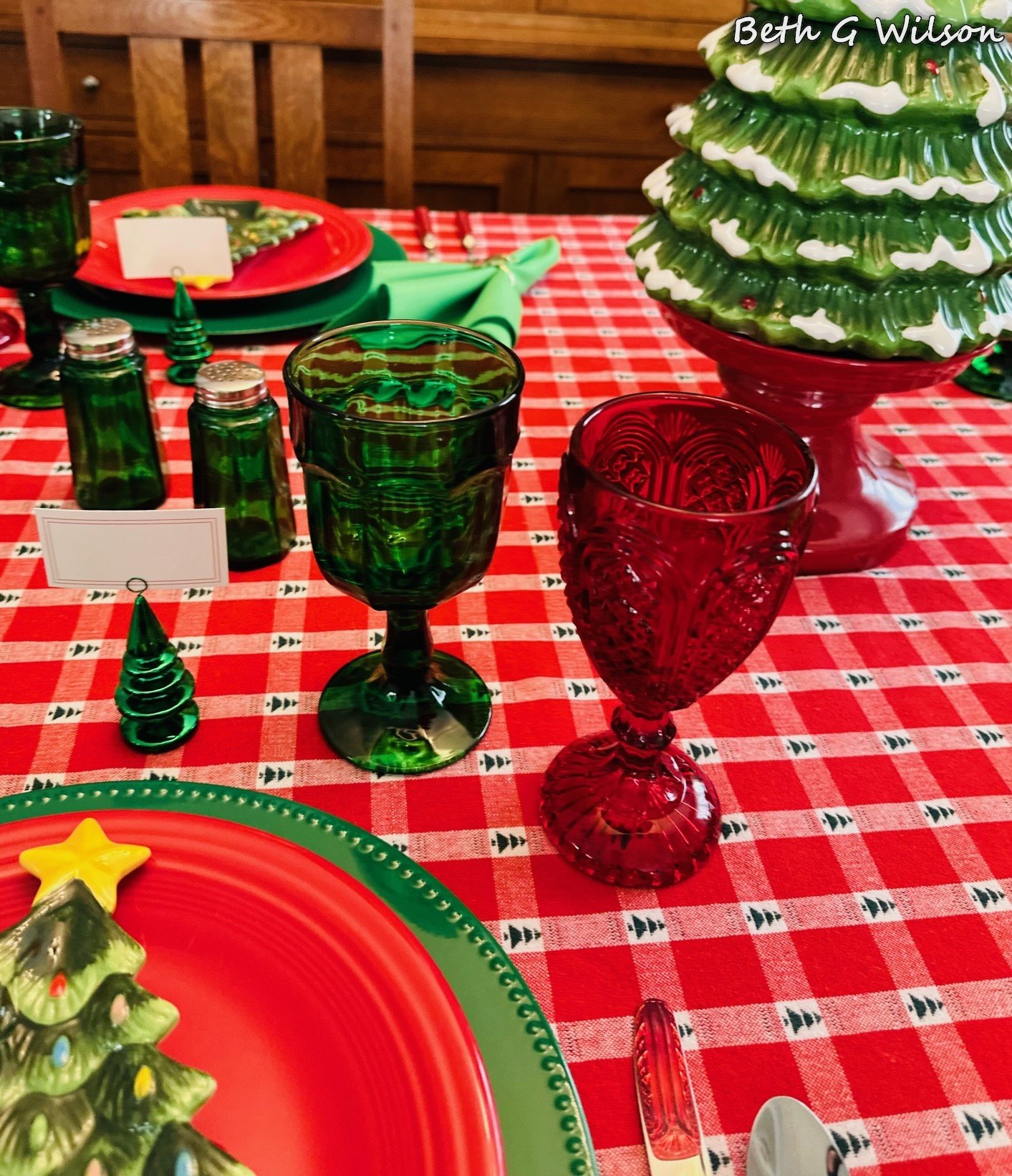 Christmas Trees on a Christmas Tablescape — Whispers of the Heart