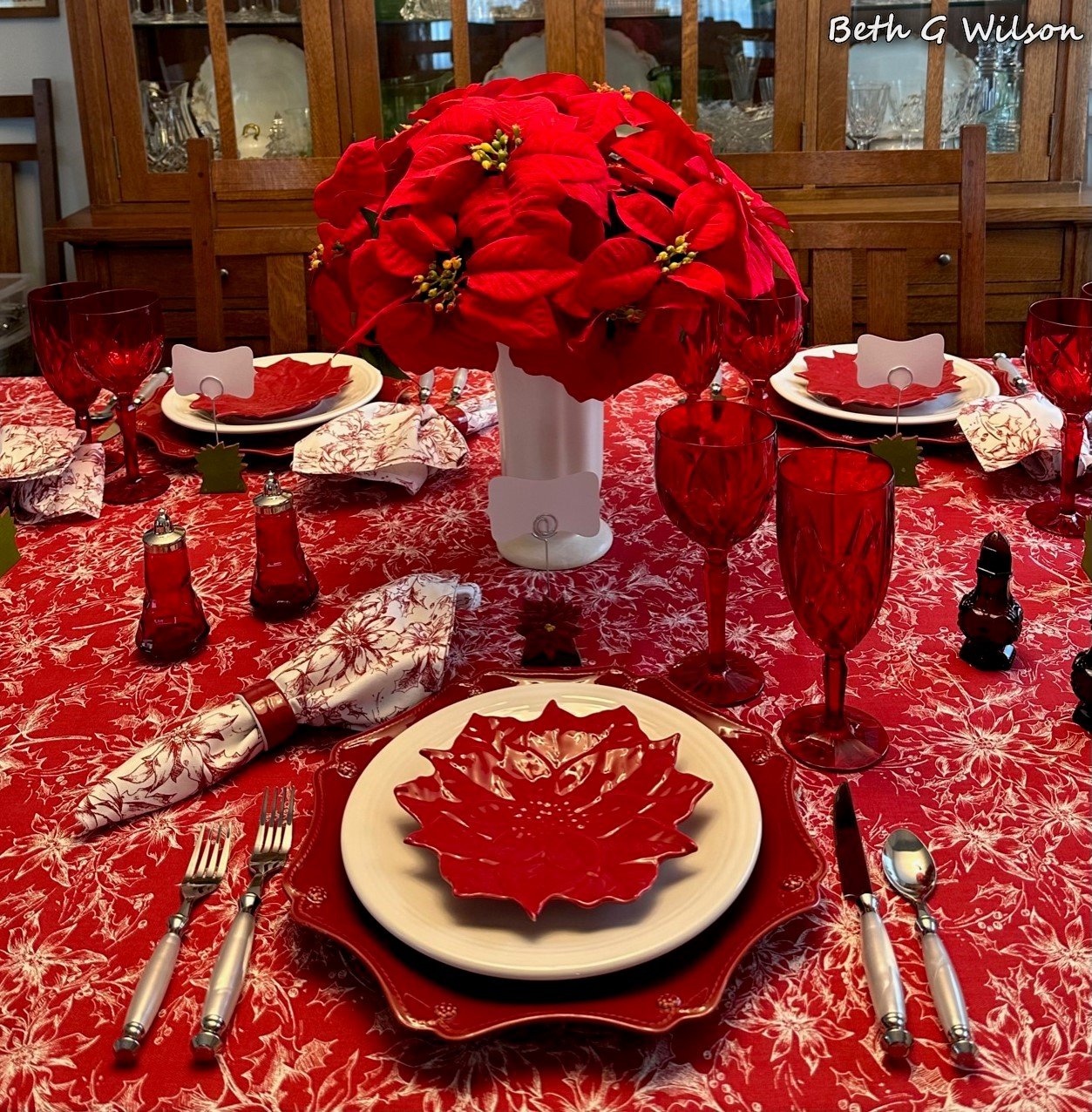 Ruby Red Glassware  Christmas table, Christmas tablescapes, Christmas  table settings
