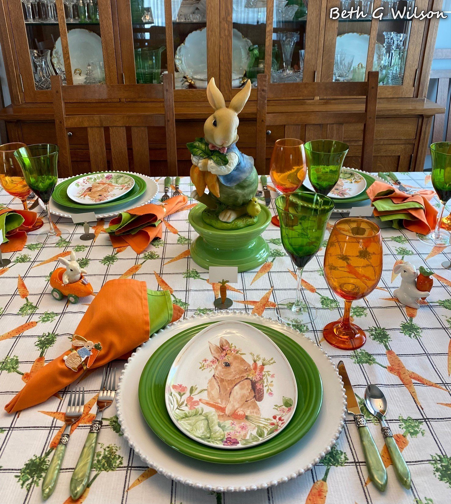 Dining Delight: Bunnies and Carrots Easter Decor