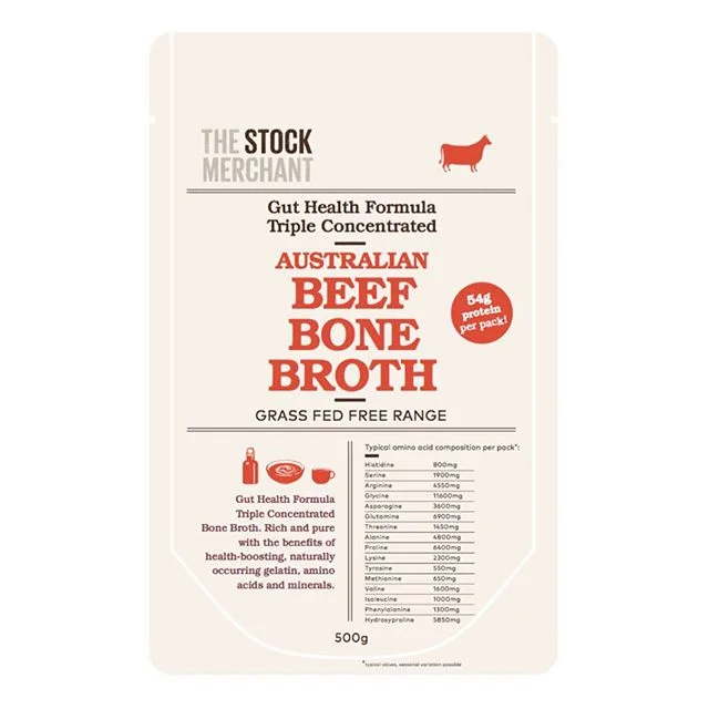 Three times the amino acid content of other bone broths. 54 grams of protein per pack. Our new Gut Health broth lets food be thy medicine.