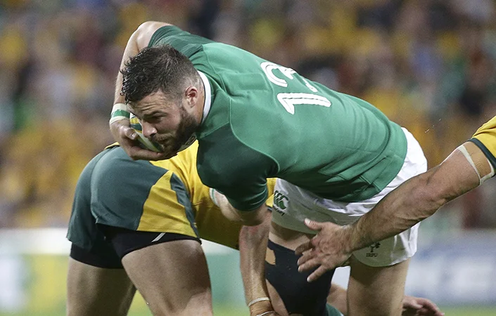 Robbie Henshaw in action for Ireland against the Wallabies in Brisbane. Picture: Tertius Pickard