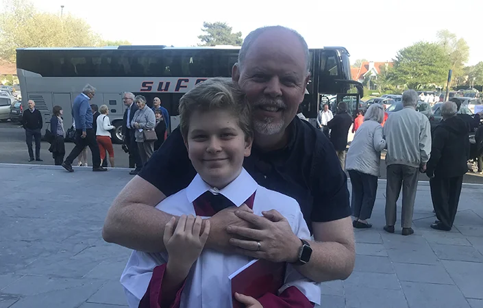 Oisín and his dad, Pádraig O'Sullivan on the tour.