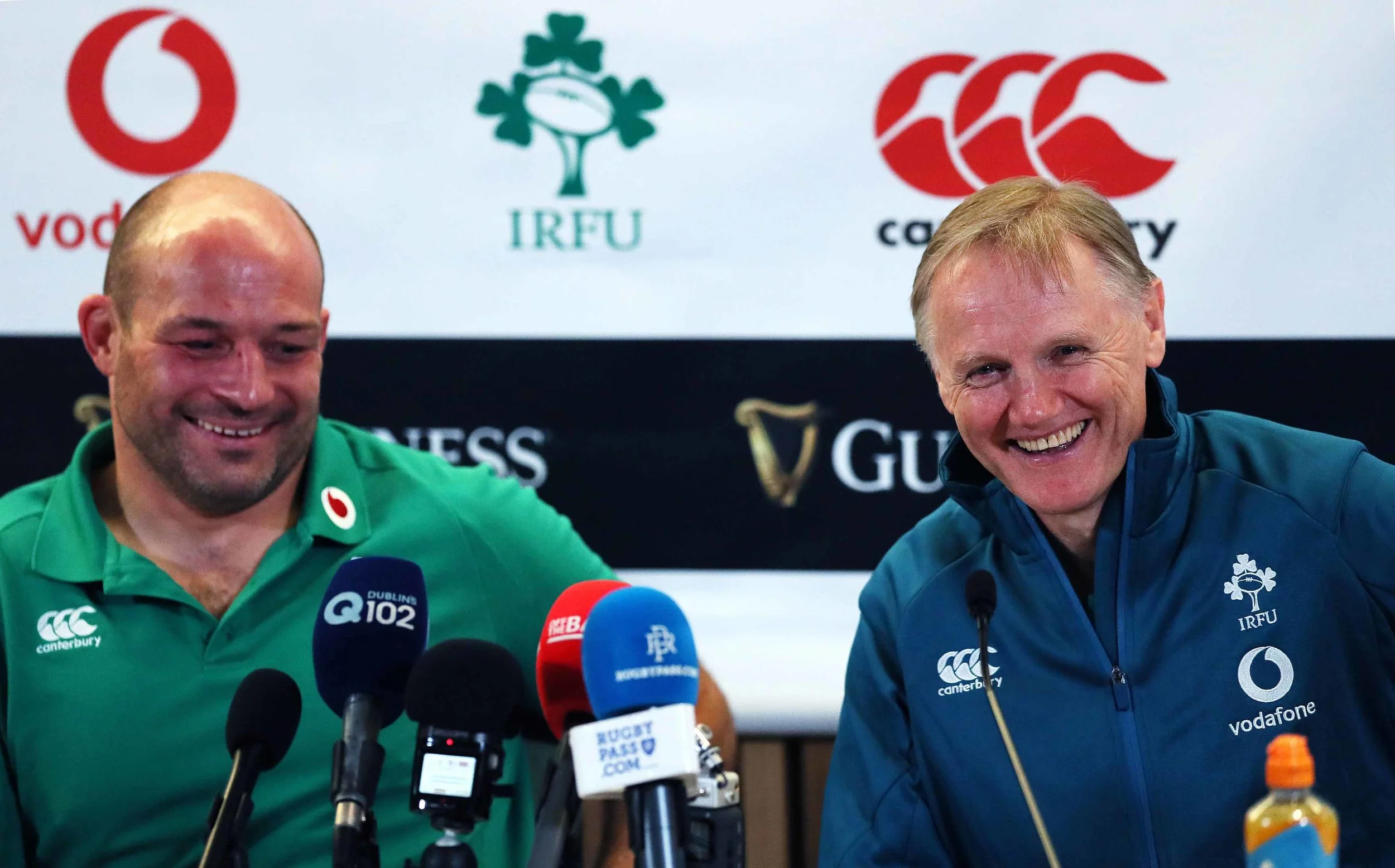 Ireland’s delighted coach Joe Schmidt and captain Rory Best after the historic win.