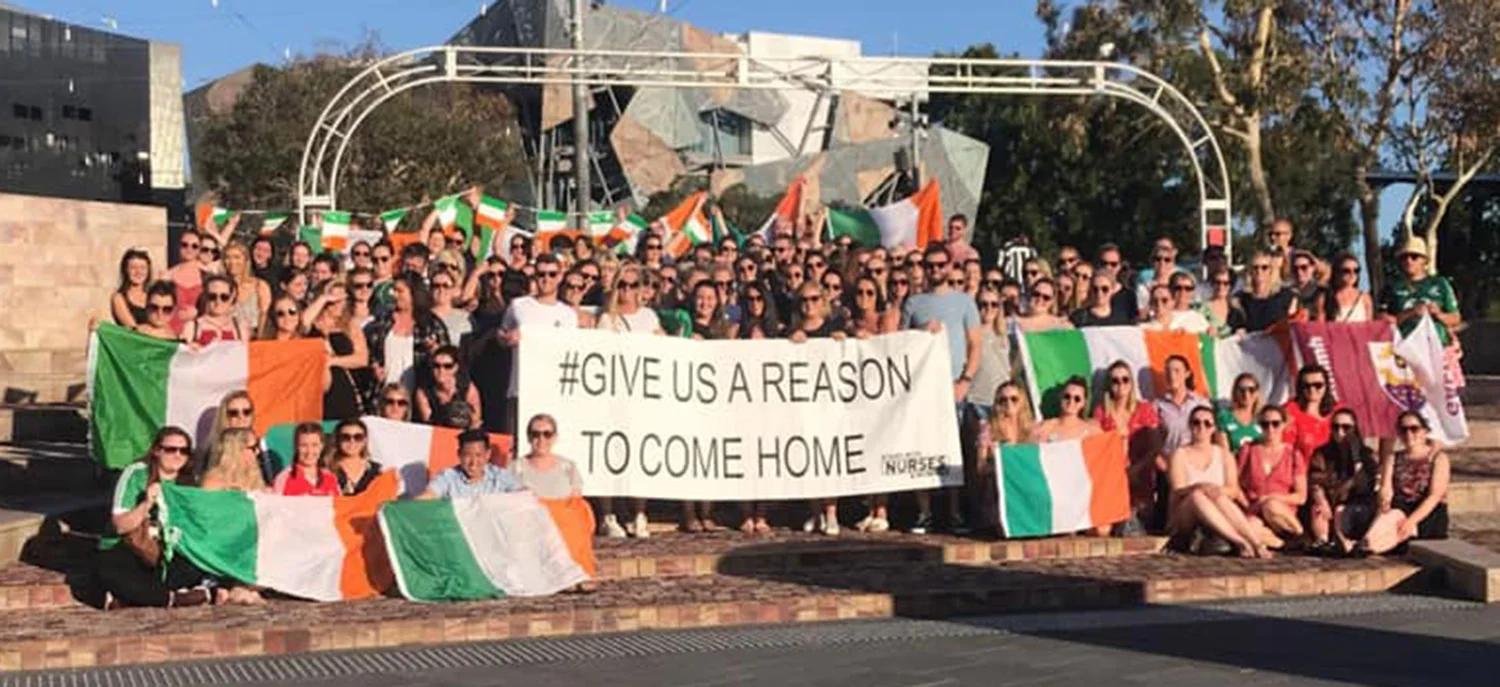 Irish nurses at Federation Square in Melbourne.