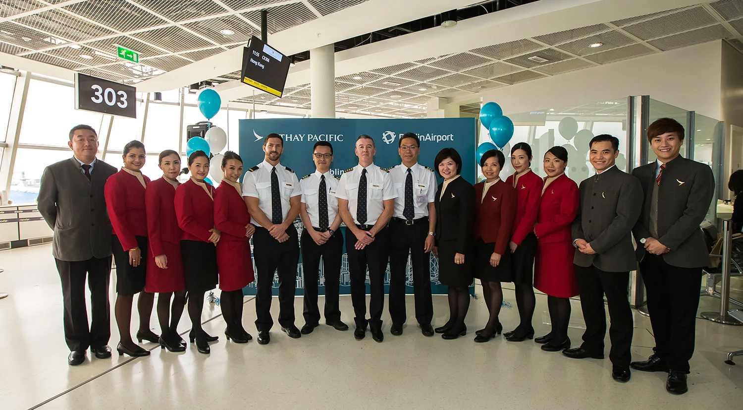 Cathay Pacific crew at Dublin Airport.