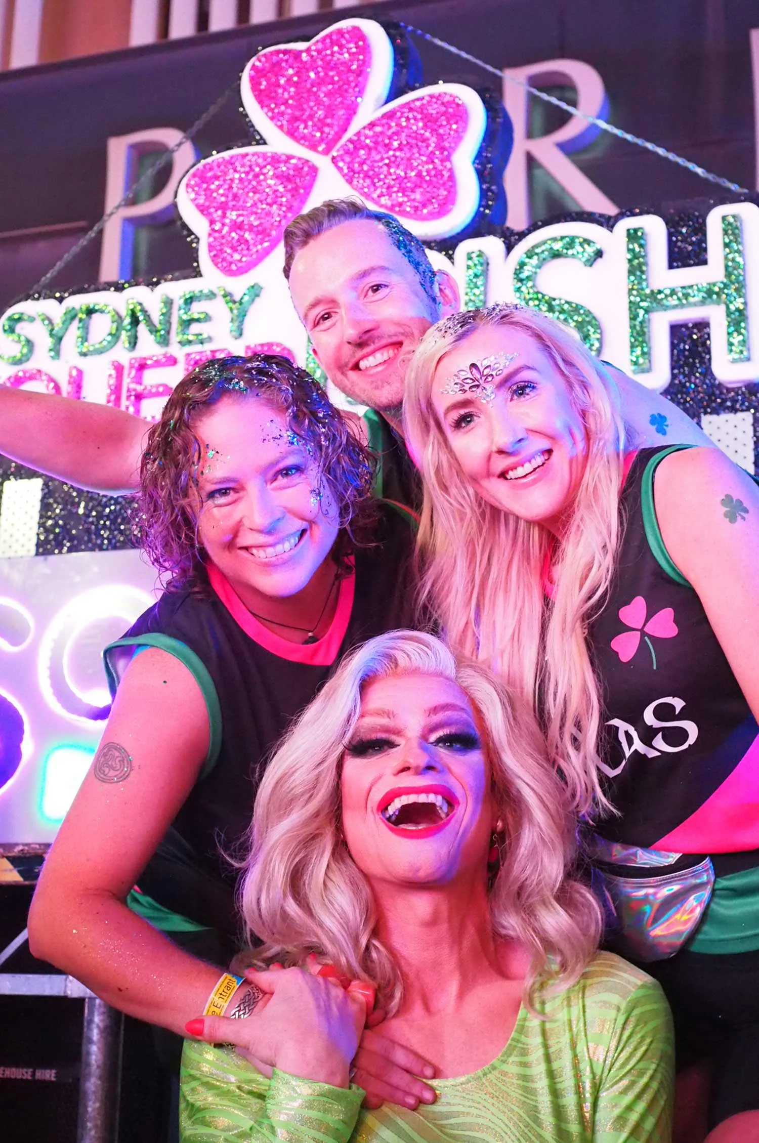 (Clockwise from left) Loretta Cosgrove, President of Sydney Queer Irish, Owen Feeney, Consul General of Ireland, Lorna Hennessy and special guest Panti Bliss.