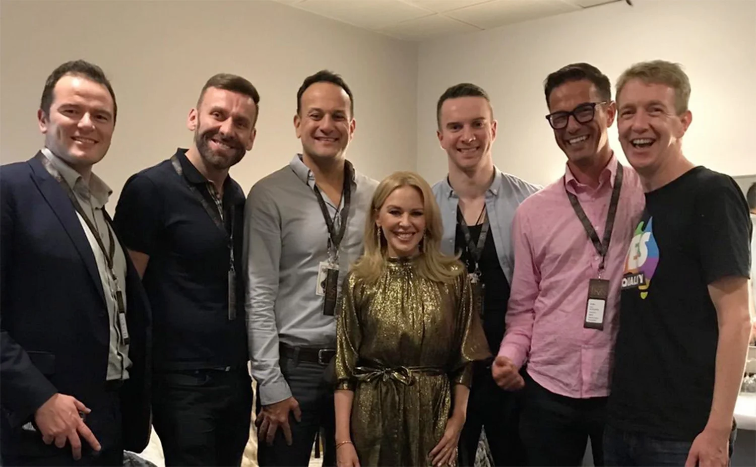 Toiseach Leo Varadkar and friends with Kylie Minogue in Dublin. Picture: Twitter/Tiernan Brady