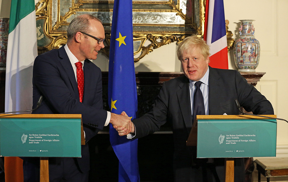 Tánaiste Simon Coveney pictured with Boris Johnson in 2017. Mr Johnson, a committed Brexiteer, is among the favourites to succeed Theresa May as British PM.