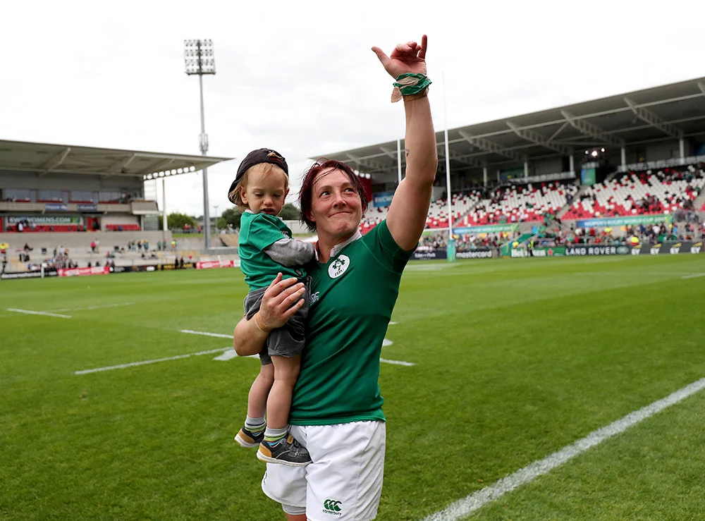 Irish rugby star Lindsay Peat with her son Barra. Picture: Inpho/Dan Sheridan