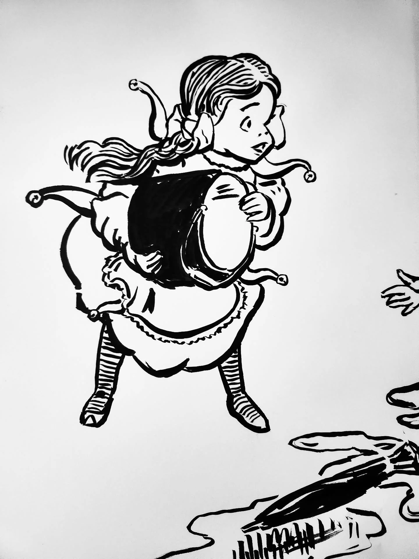 Oopsie!
Brush pen study from WW Denslow's original art for The Wonderful Wizard of Oz