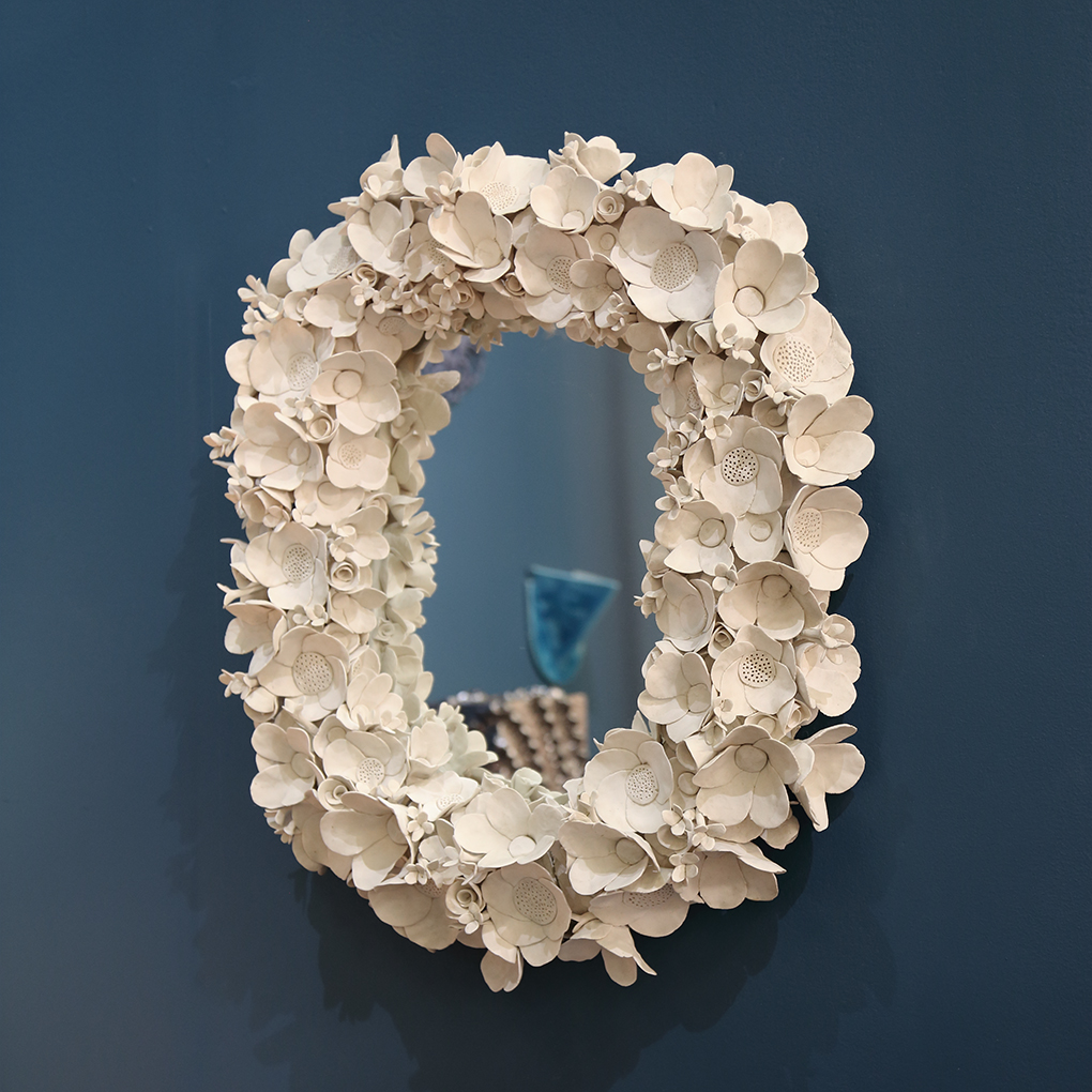 Oval Flower Collage Mirror