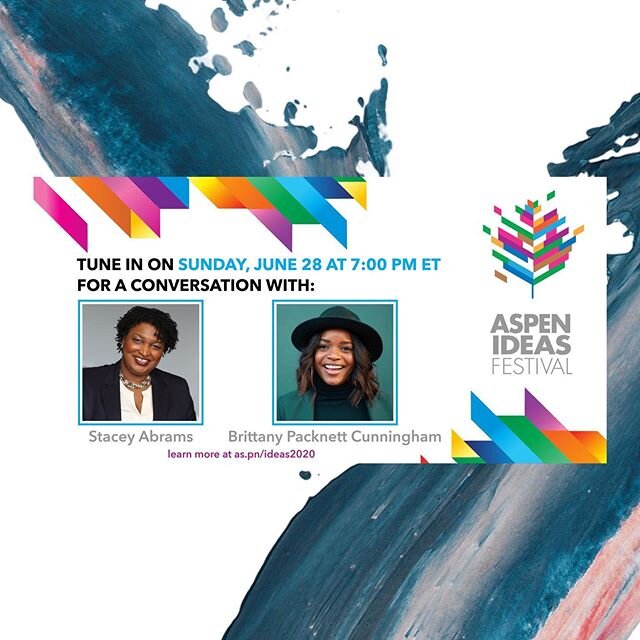 me. the queen @staceyabrams. @aspenideas. 100% free. 7 pm. Sunday. be there. ❤️✊🏾