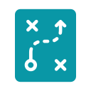 Teal strategy map icon representing content strategy and a thought leadership roadmap