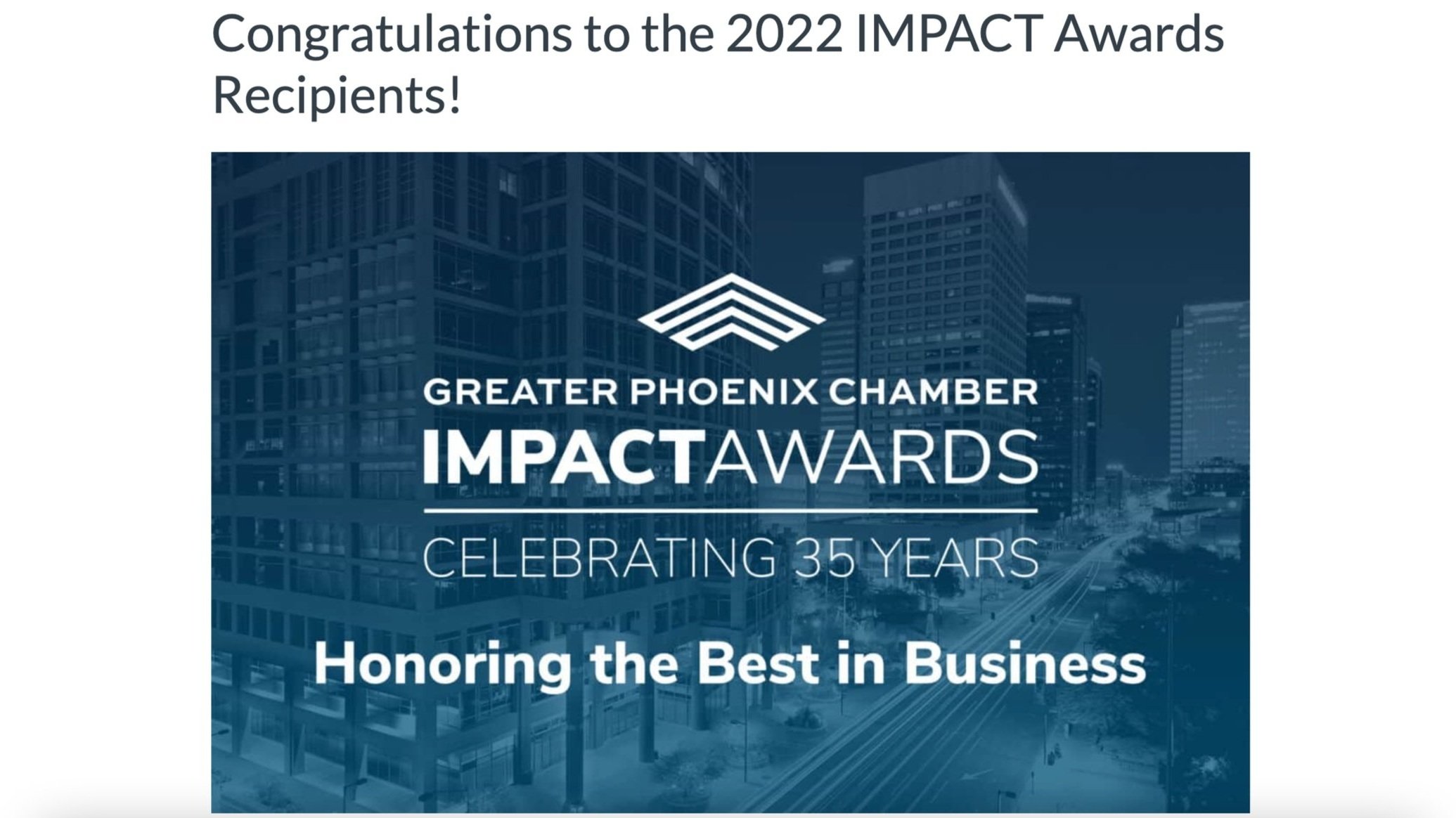2022 Greater Phoenix Chamber's IMPACT Awards Finalist (Copy)