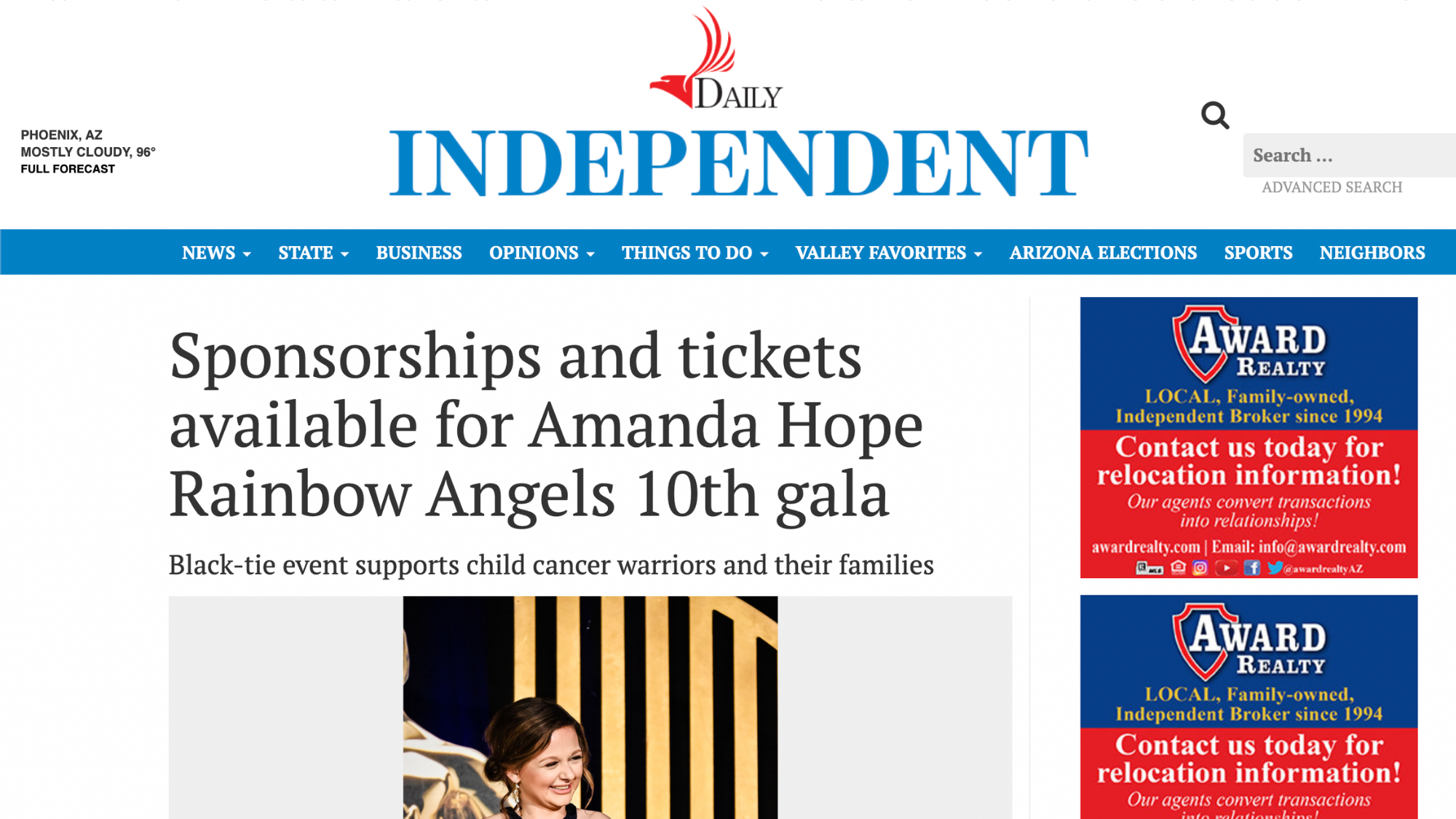 Daily Independent: Sponsorships and tickets available for Amanda Hope Rainbow Angels 10th gala (Copy)