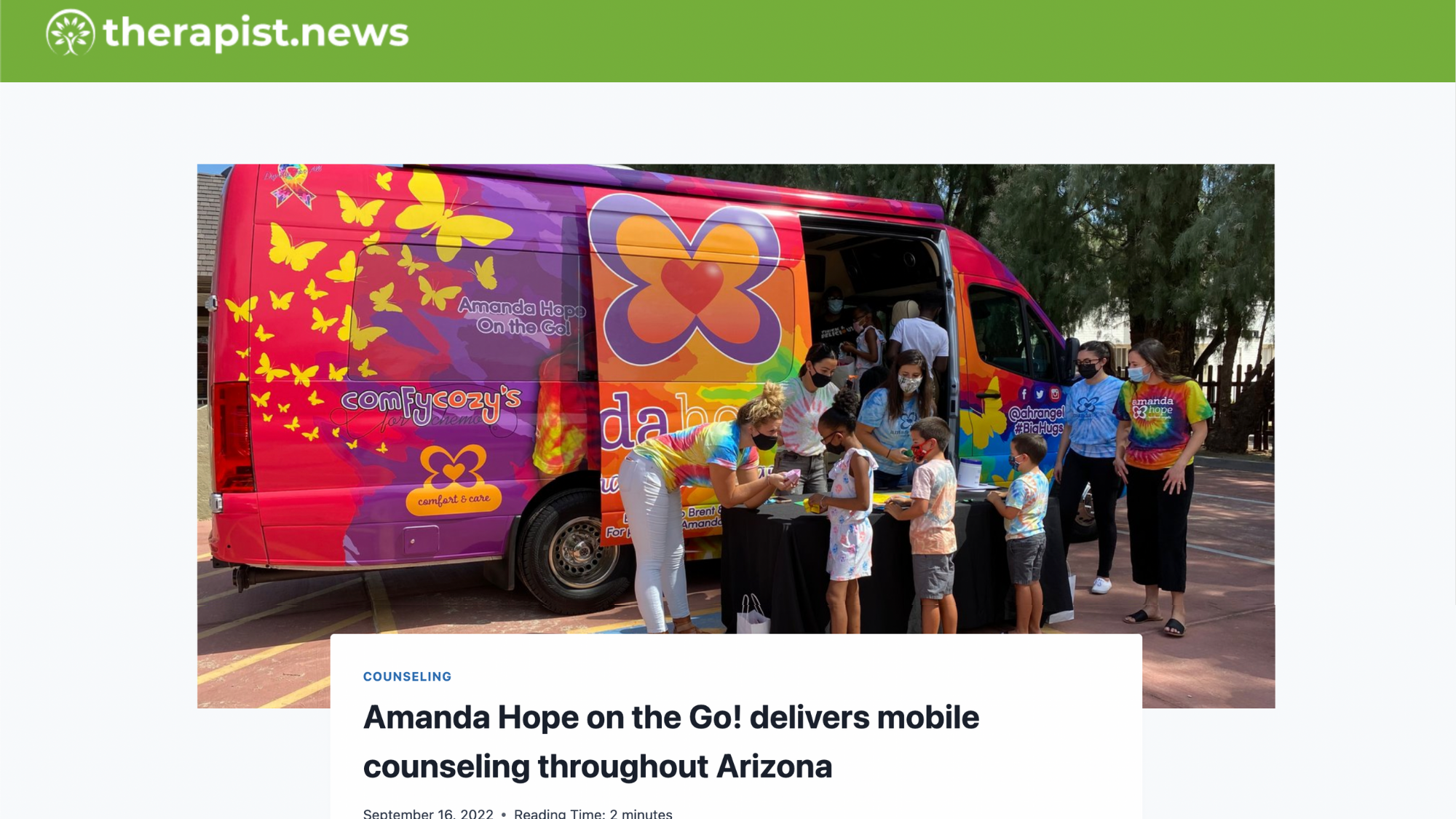 Therapistnews: Amanda Hope on the Go! delivers mobile counseling throughout Arizona (Copy)