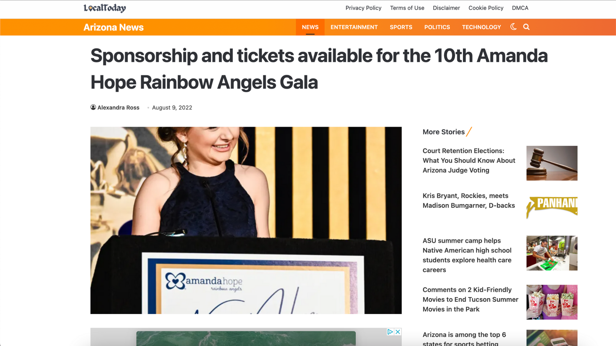 Local Today: Sponsorship and tickets available for the 10th Amanda Hope Rainbow Angels Gala (Copy)