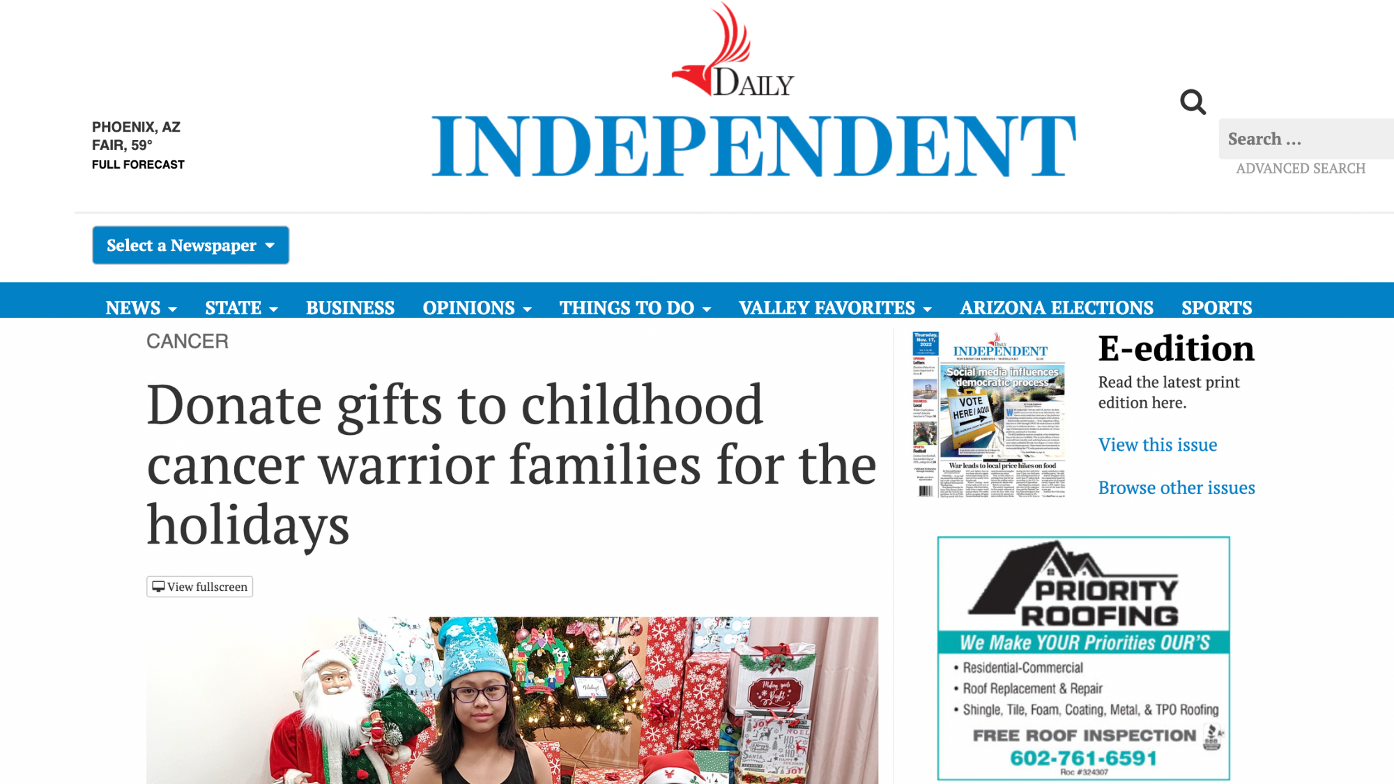 Donate gifts to childhood cancer warrior families for the holidays (Copy)